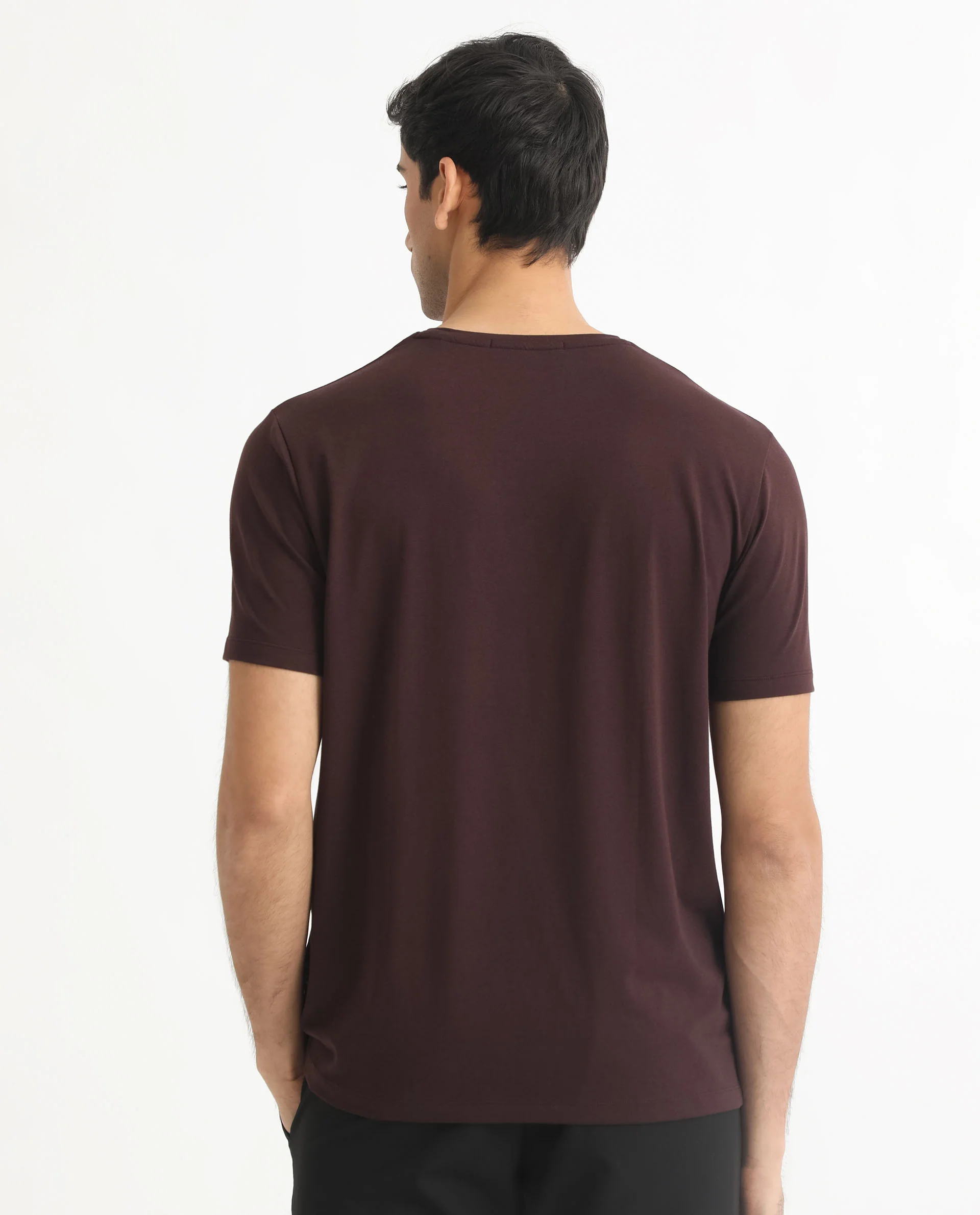Rare Rabbit Men's Edis Maroon Cotton Graphic Print Slim Fit Half Sleeve Crew Neck T-Shirt - Image 9