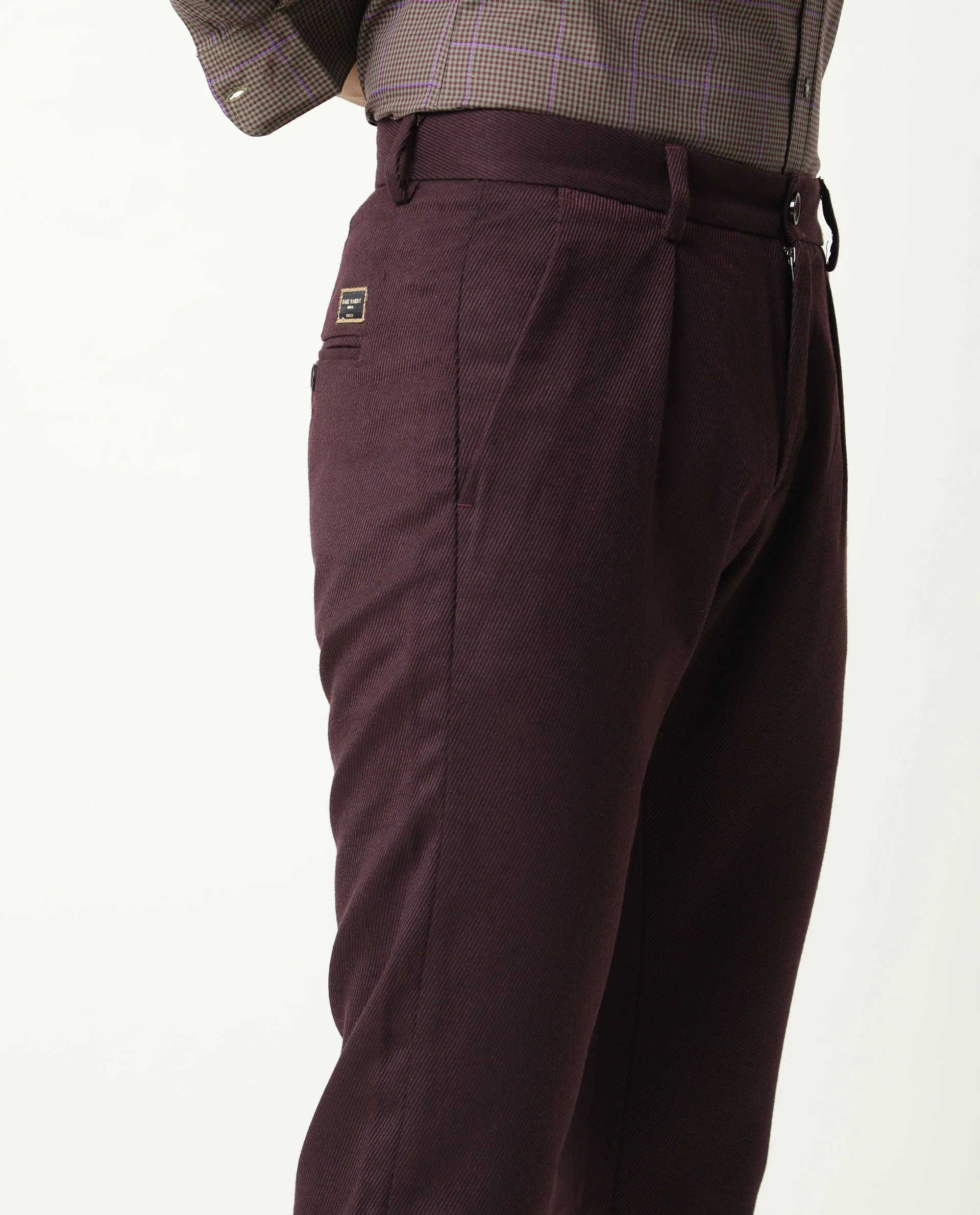 Rare Rabbit Men's Edit Maroon Polyester Plain Slim Fit Trouser - Image 6