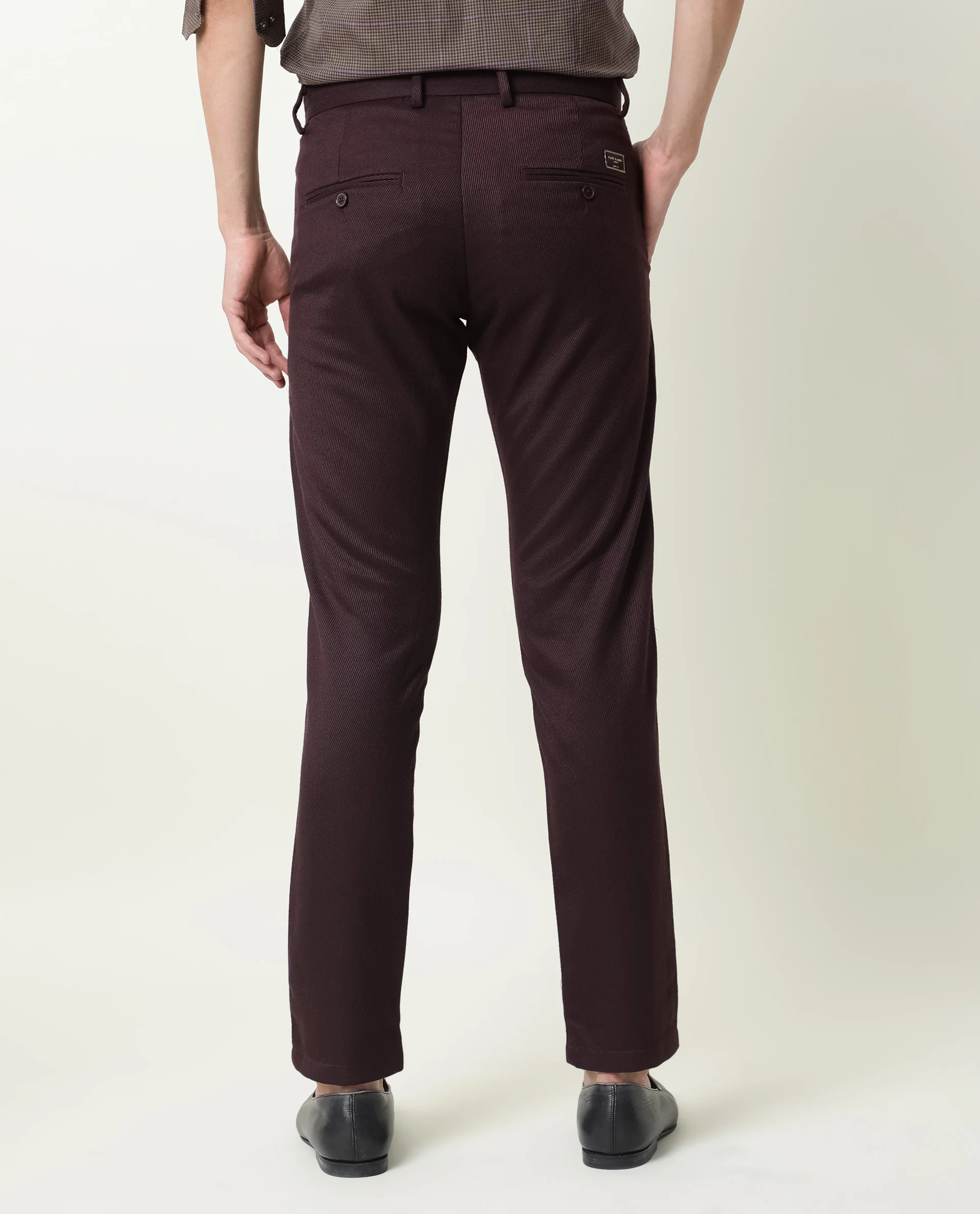 Rare Rabbit Men's Edit Maroon Polyester Plain Slim Fit Trouser - Image 8