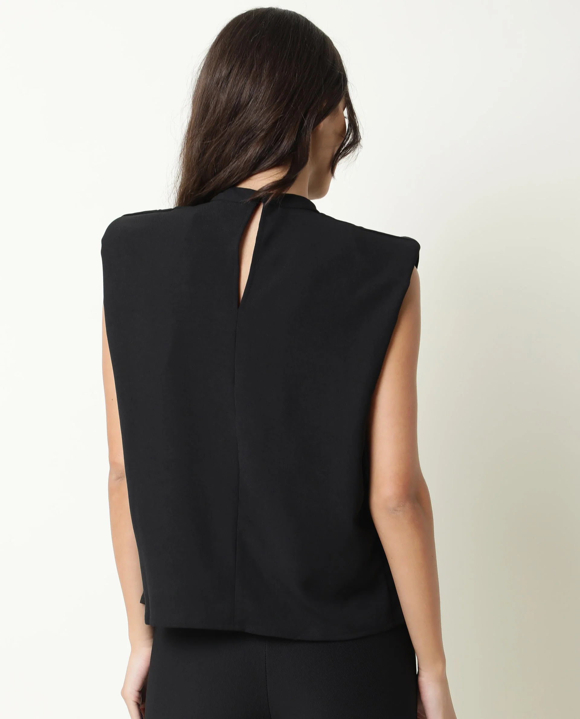 Rareism Womens Edit Black Top Sleeveless Round Neck - Image 10