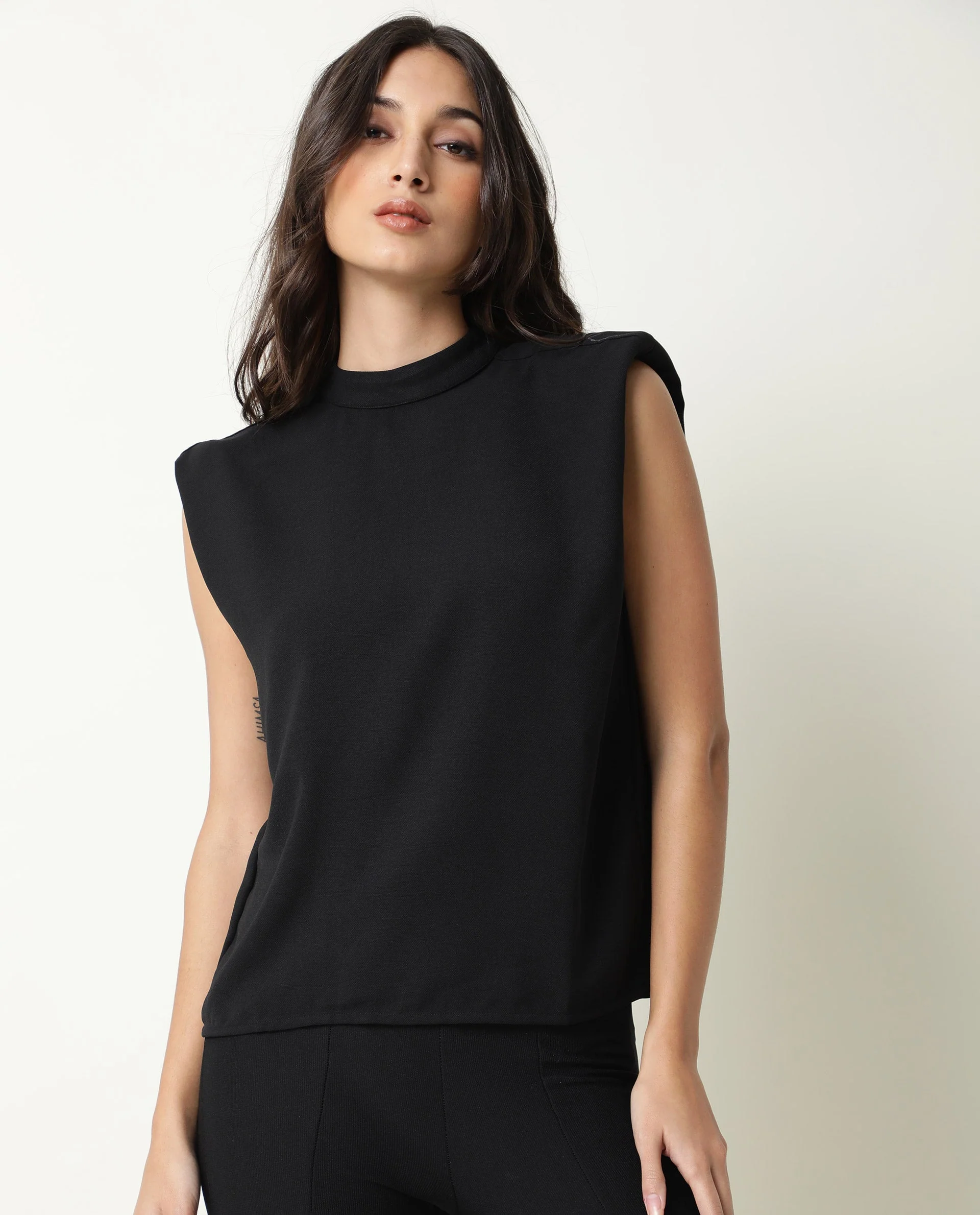 Rareism Womens Edit Black Top Sleeveless Round Neck - Image 9