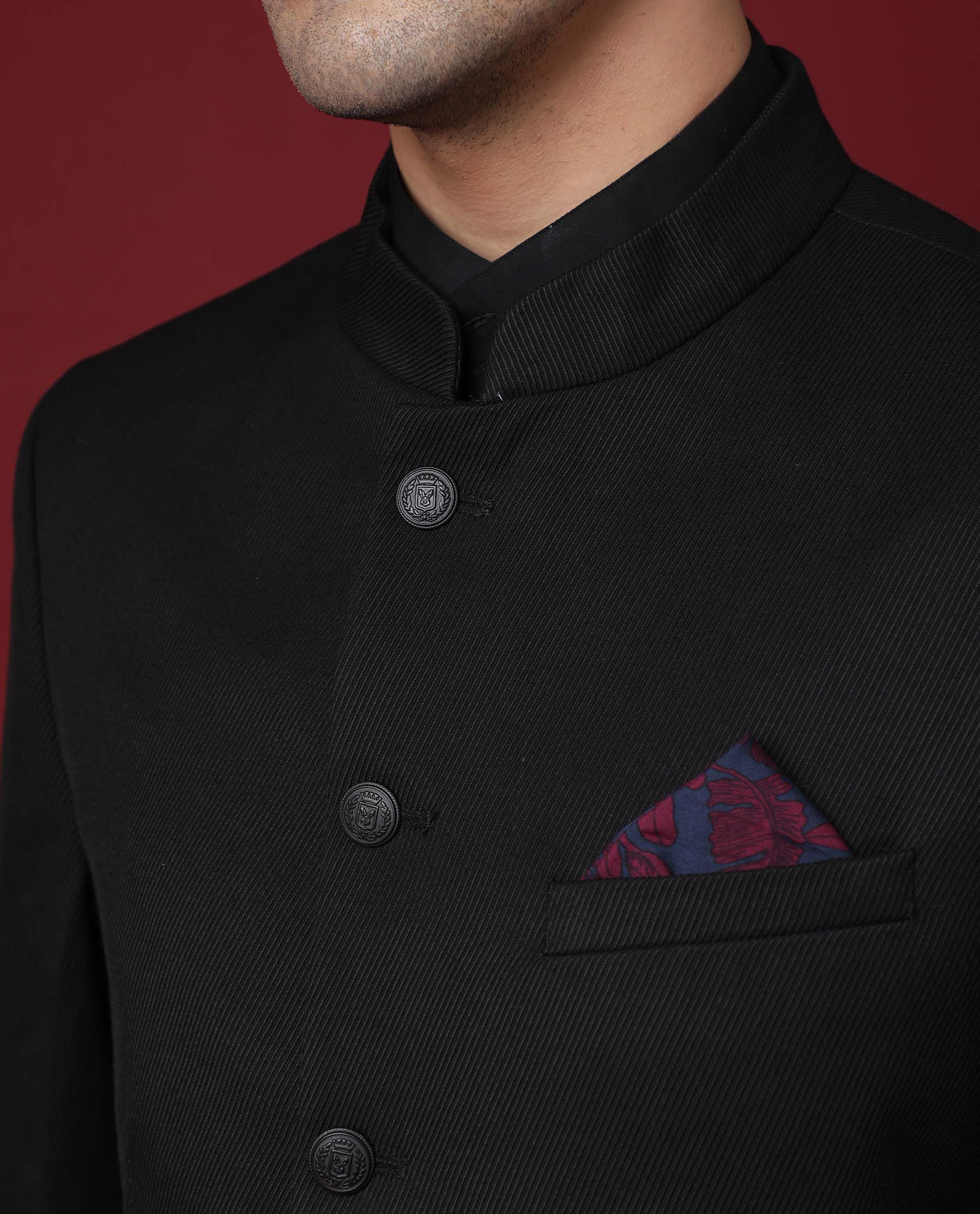 Rare Rabbit Men's Edit Band Black Polyester Plain Tailored Fit Full Sleeve Mandarin Collar Bandhgala Jodhpuri - Image 10