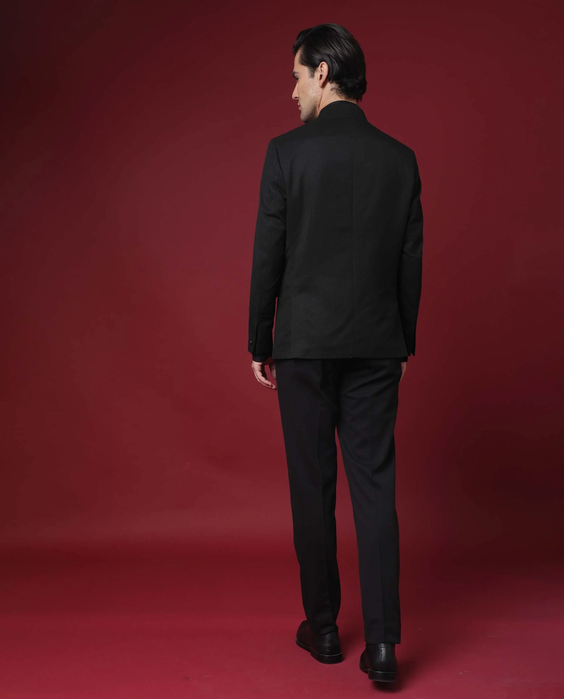 Rare Rabbit Men's Edit Band Black Polyester Plain Tailored Fit Full Sleeve Mandarin Collar Bandhgala Jodhpuri - Image 11