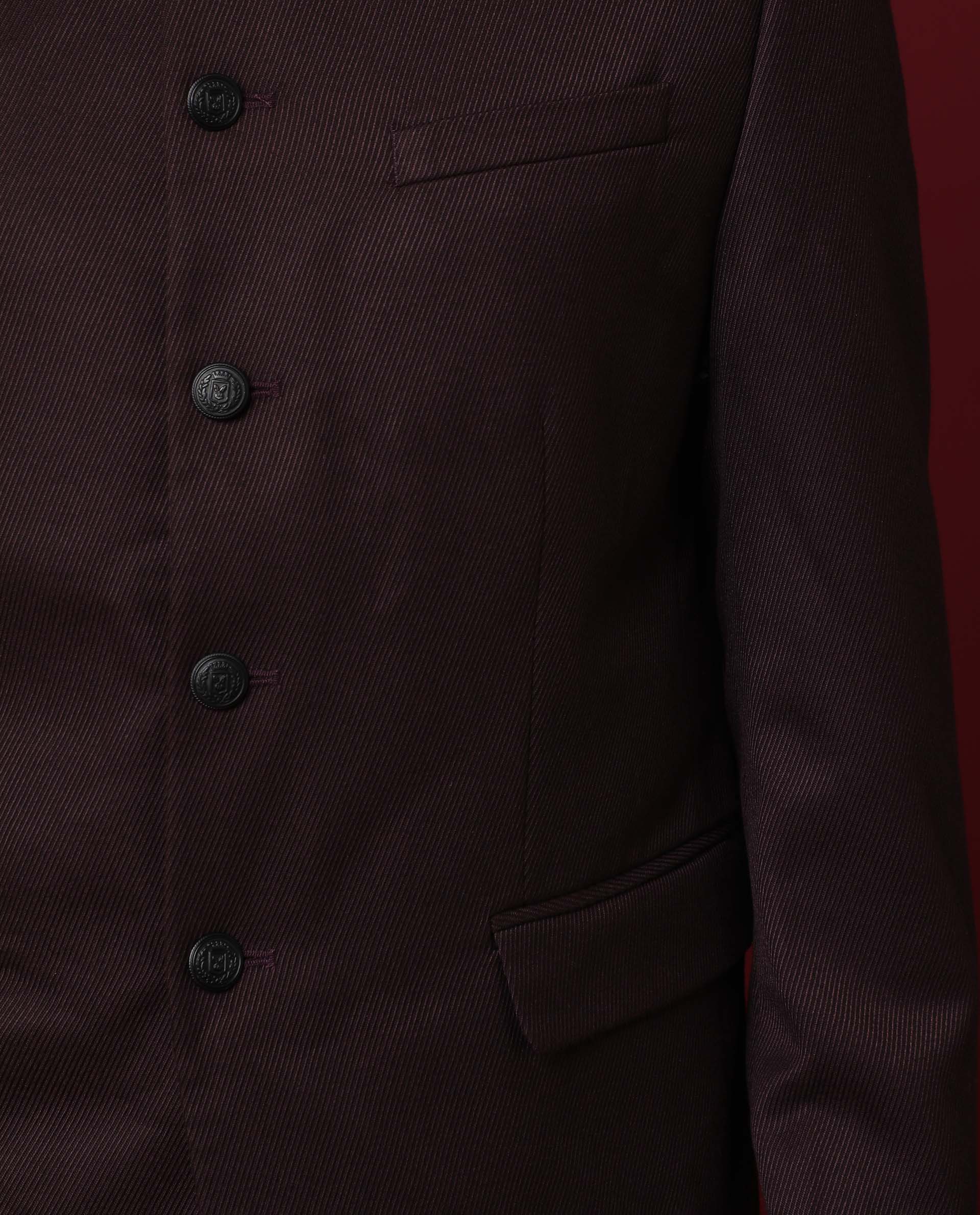 Rare Rabbit Men's Edit Band Maroon Polyester Plain Tailored Fit Full Sleeve Mandarin Collar Bandhgala Jodhpuri - Image 4