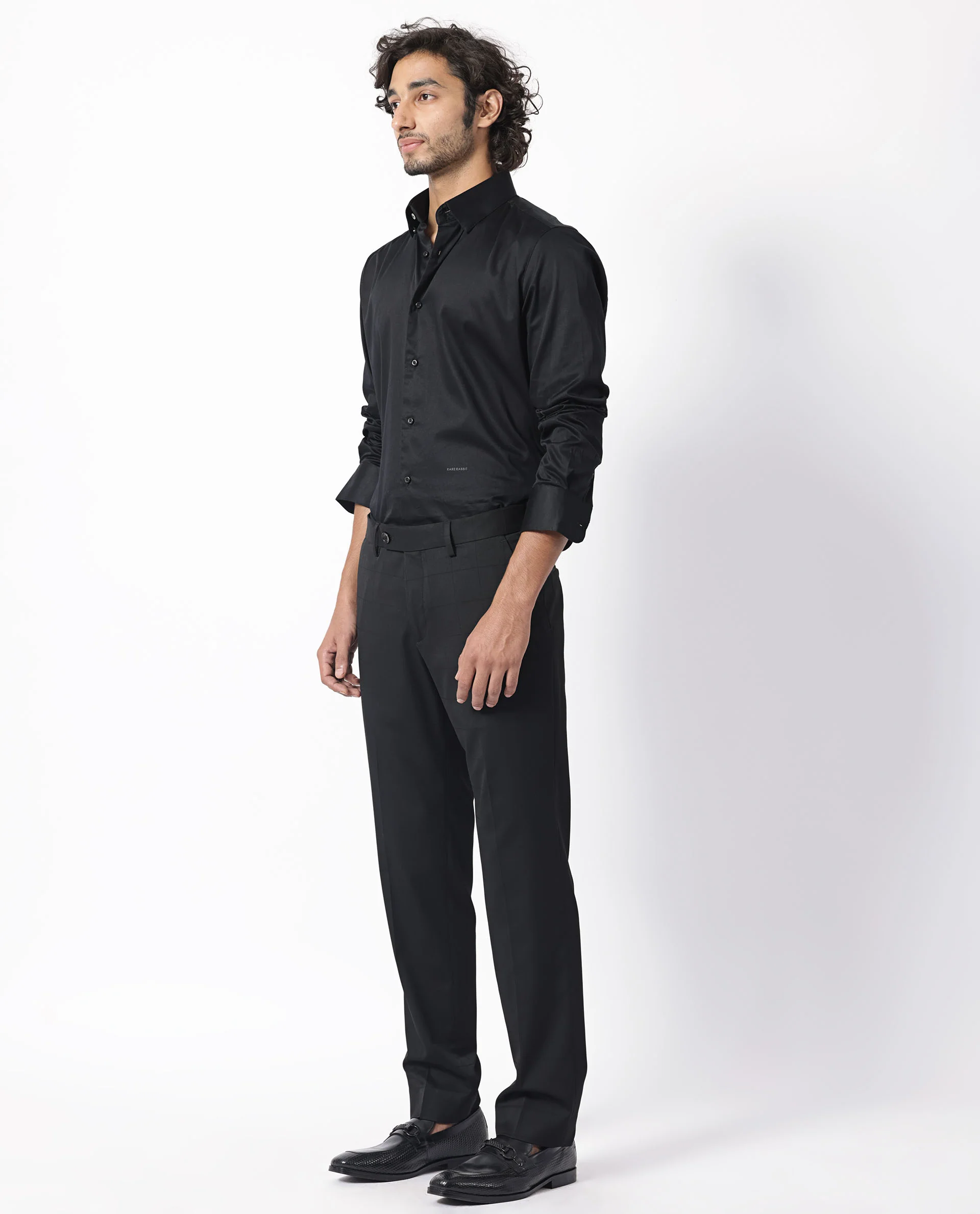 Rare Rabbit Men's Edmon Black Viscose Checked Print Tailored Fit Full Sleeve Lapel Neck Suits - Image 6