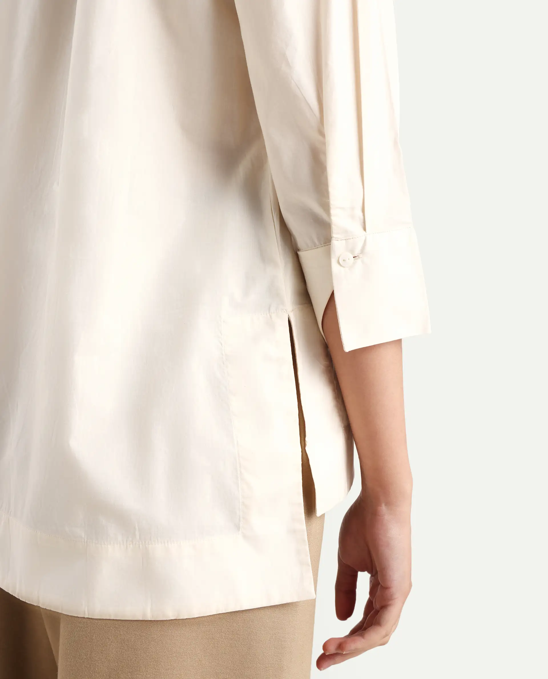 Rareism Women's Ehaan Beige Crew Neck Plain Cuffed Sleeve Regular Fit Top - Image 5