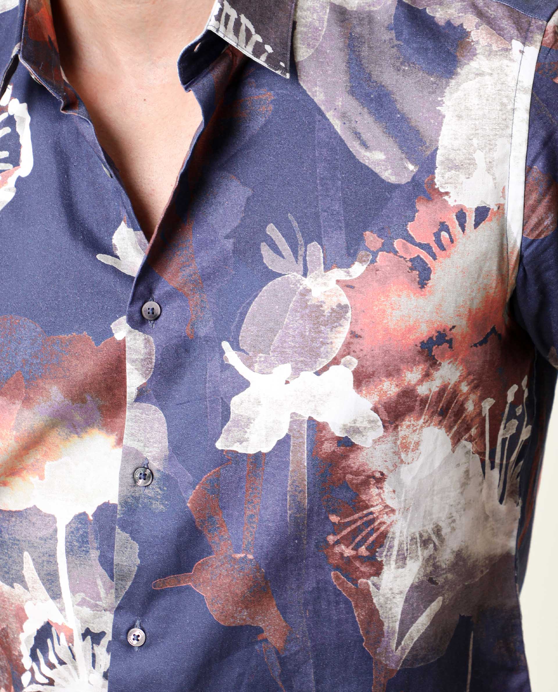 Rare Rabbit Men's Eighty Blue Cotton Floral Print Regular Fit Half Sleeve Collared Shirt - Image 5