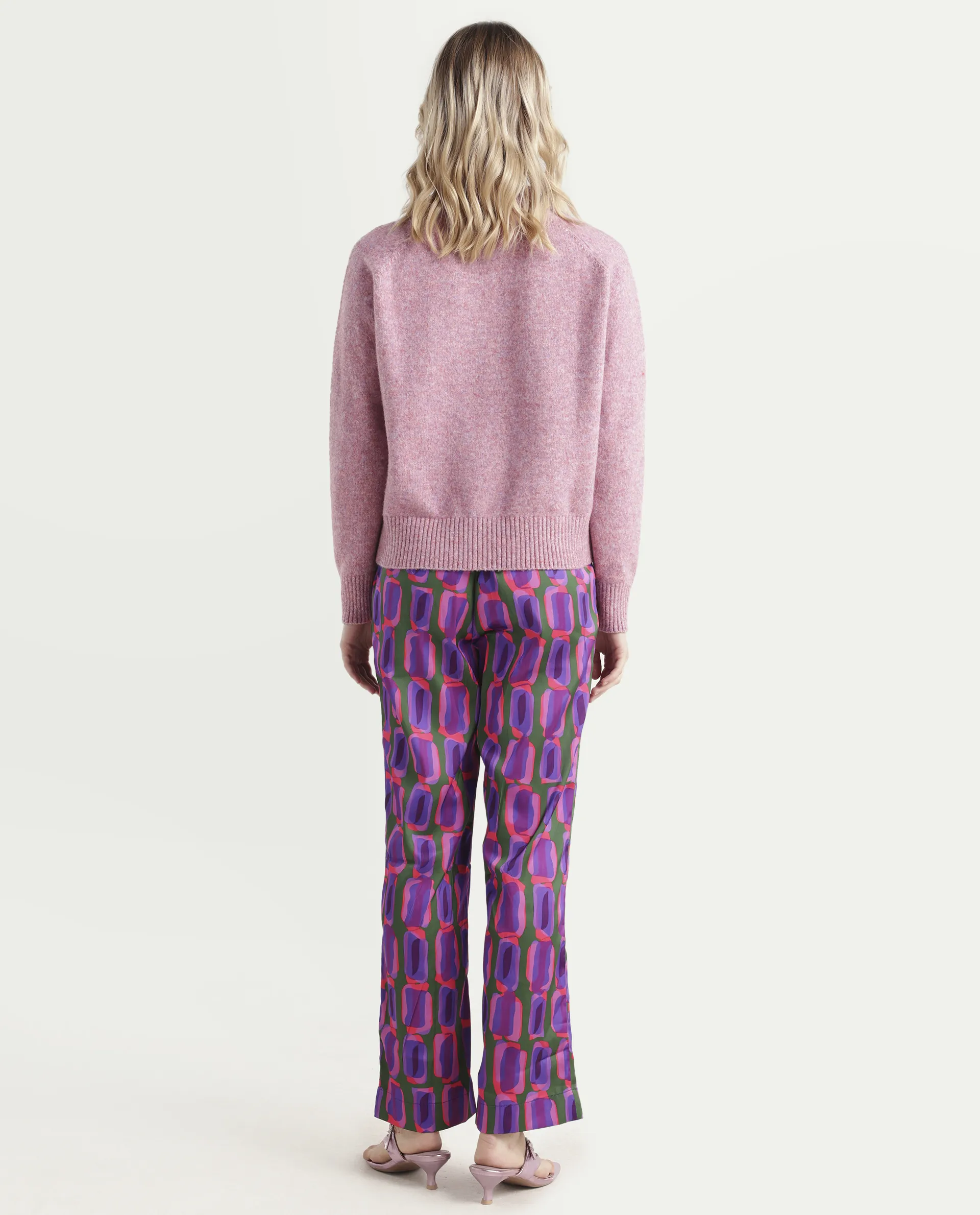 Rareism Women's Eista Purple Polyester Geometric Print Ankle Length Relaxed Fit Trouser - Image 7
