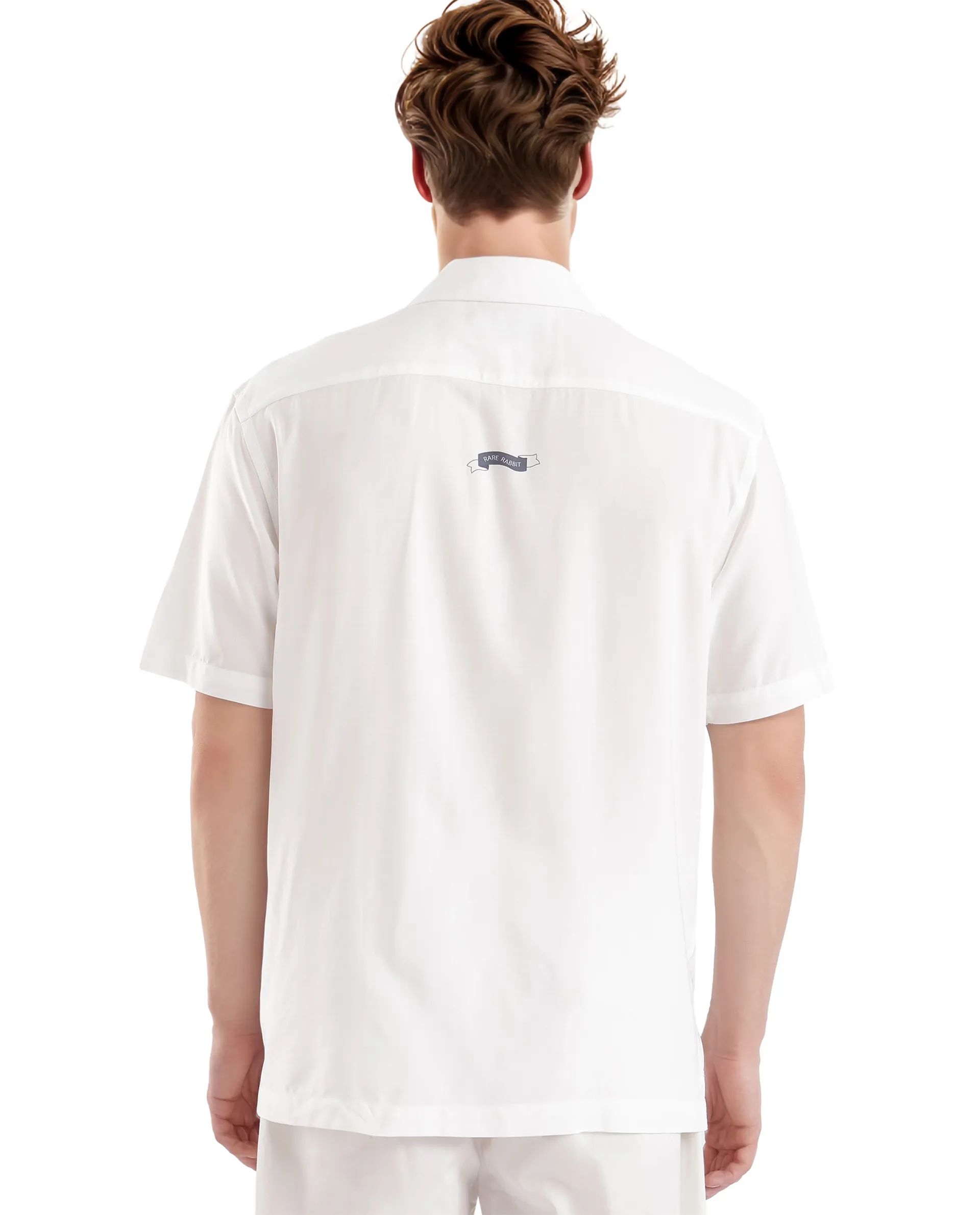 Rare Rabbit Men's Elan White Cotton Floral Print Boxy Fit Half Sleeve Cuban Collar Shirt - Image 4