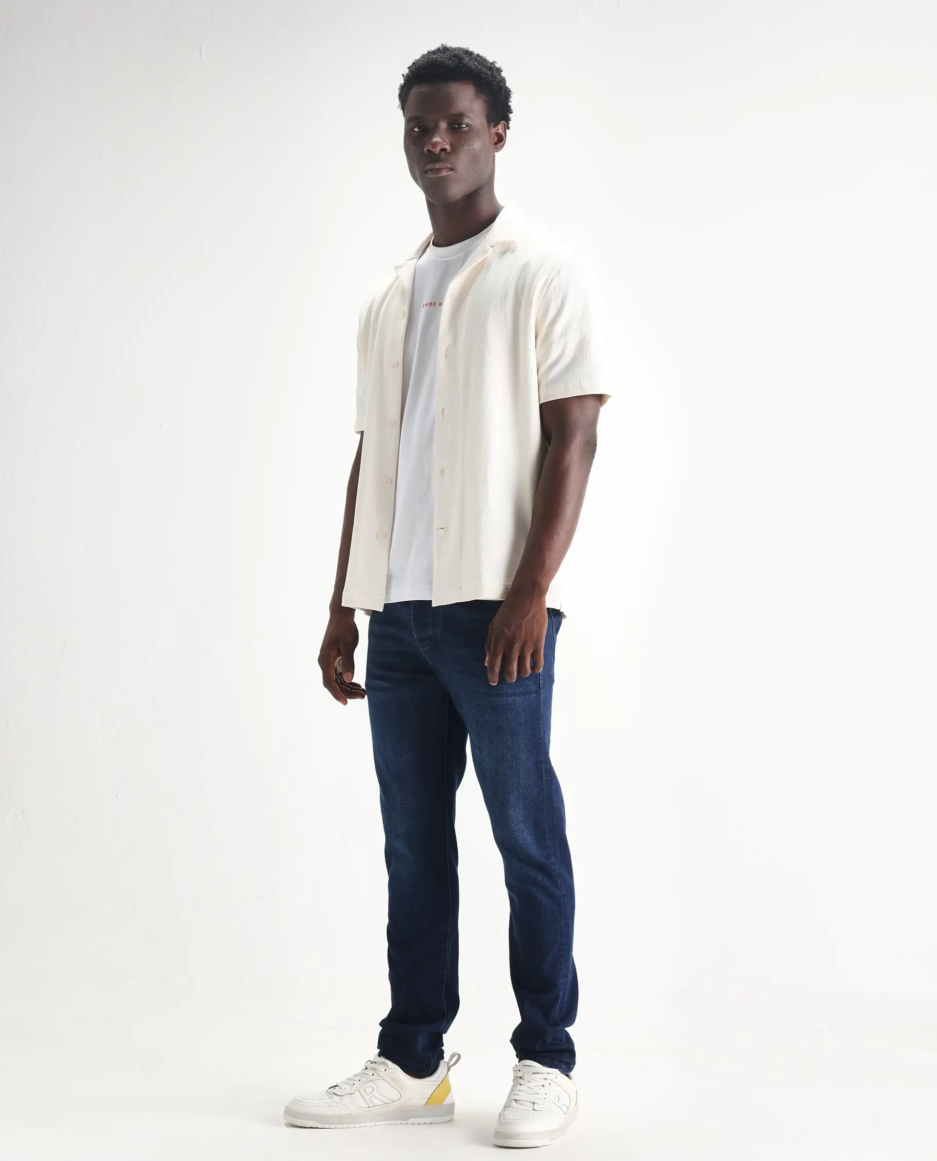 Rare Rabbit Men's Elanza Blue Cotton Blend Plain Morris Regular Fit Jeans - Image 5