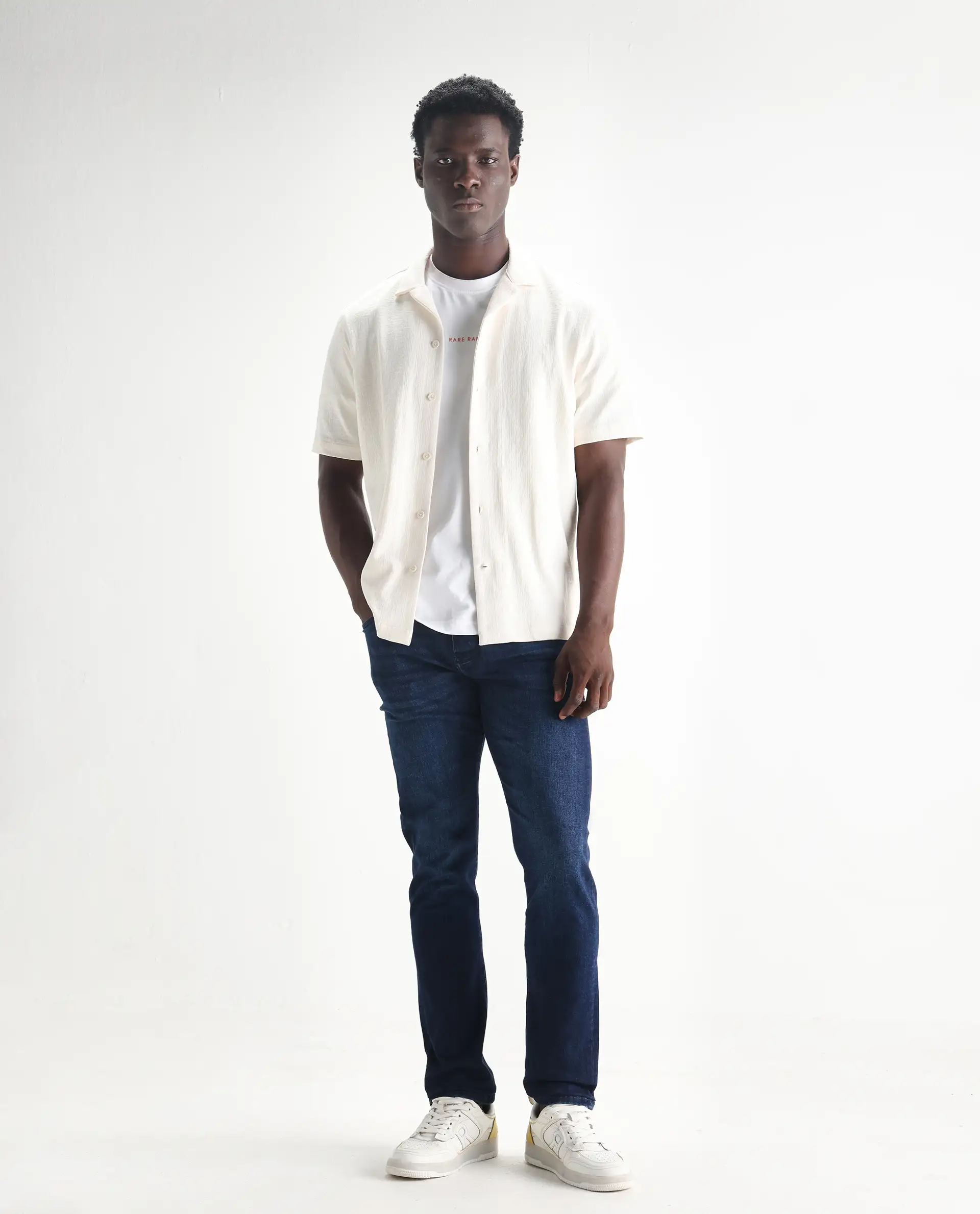 Rare Rabbit Men's Elanza Blue Cotton Blend Plain Morris Regular Fit Jeans - Image 8