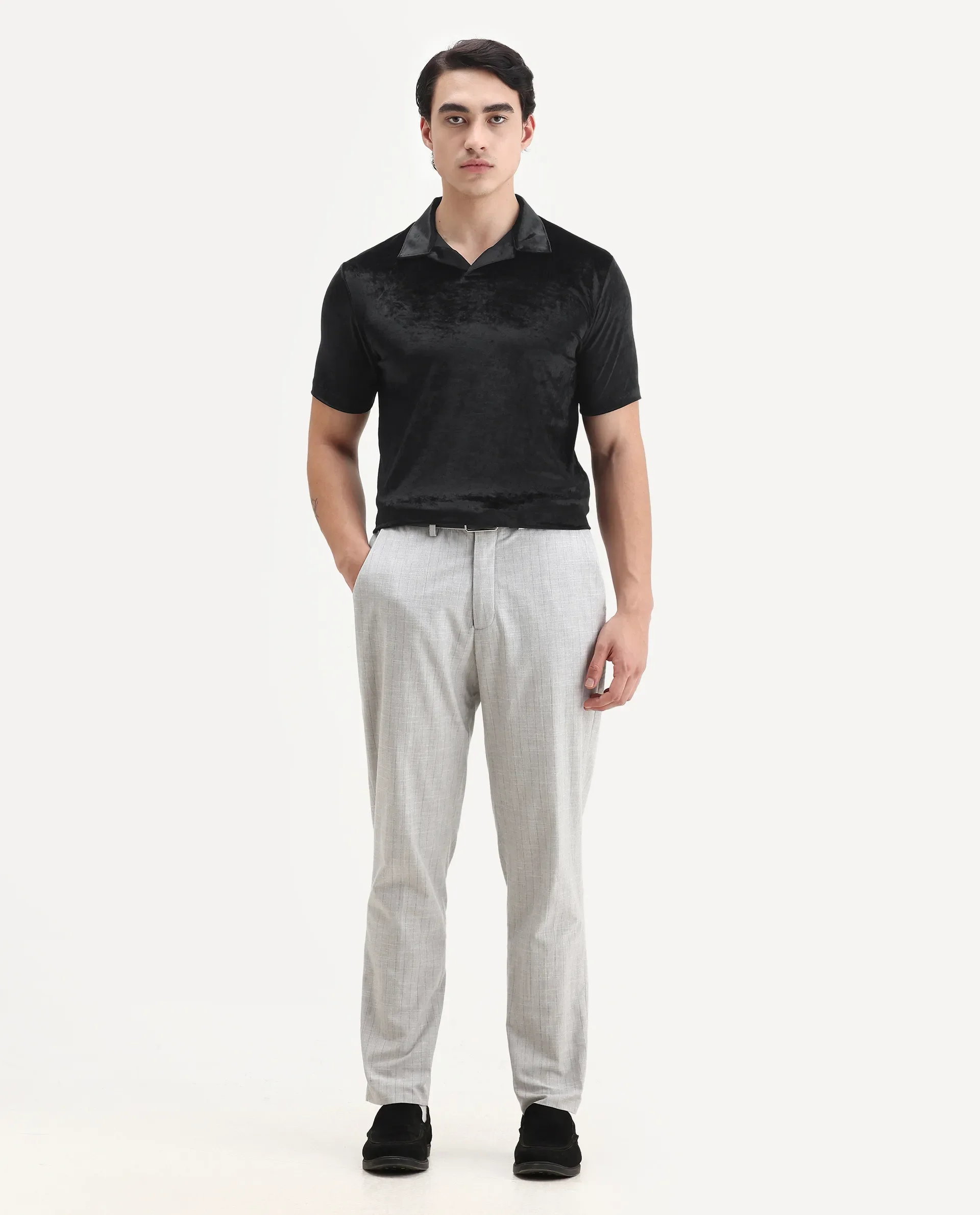 Rare Rabbit Men's Electro 1 Black Polyester Plain Regular Fit Half Sleeve Polo - Image 2