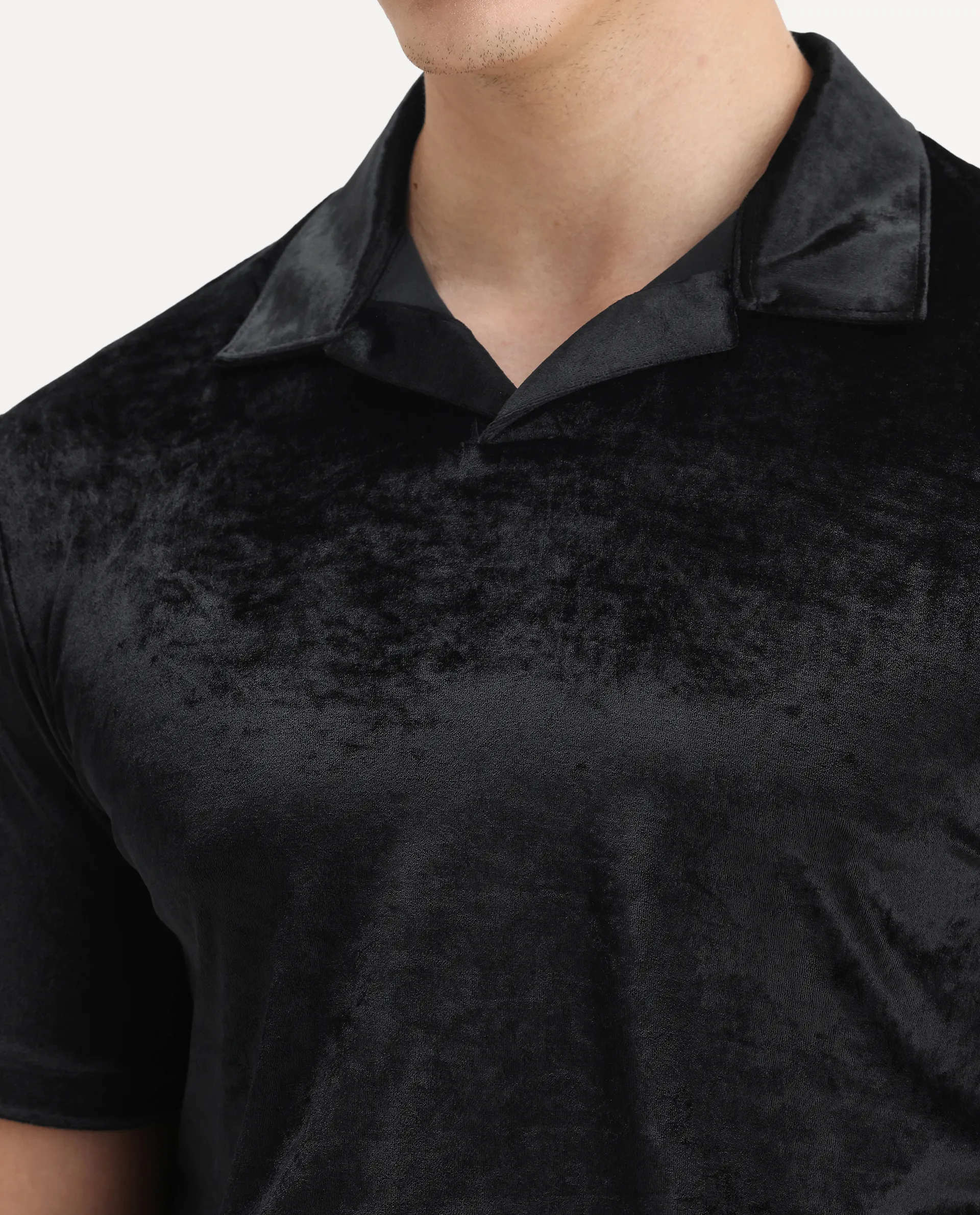 Rare Rabbit Men's Electro 1 Black Polyester Plain Regular Fit Half Sleeve Polo - Image 3