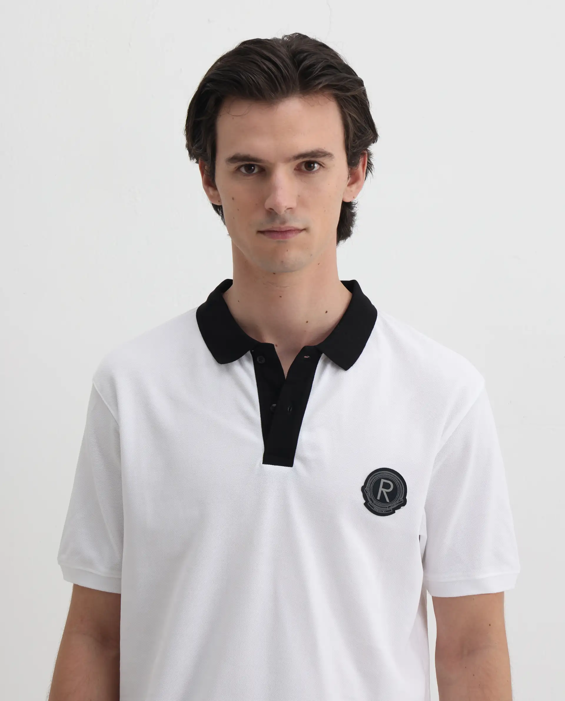 Rare Rabbit Men's Eldon White Cotton Plain Regular Fit Half Sleeve Polo - Image 6