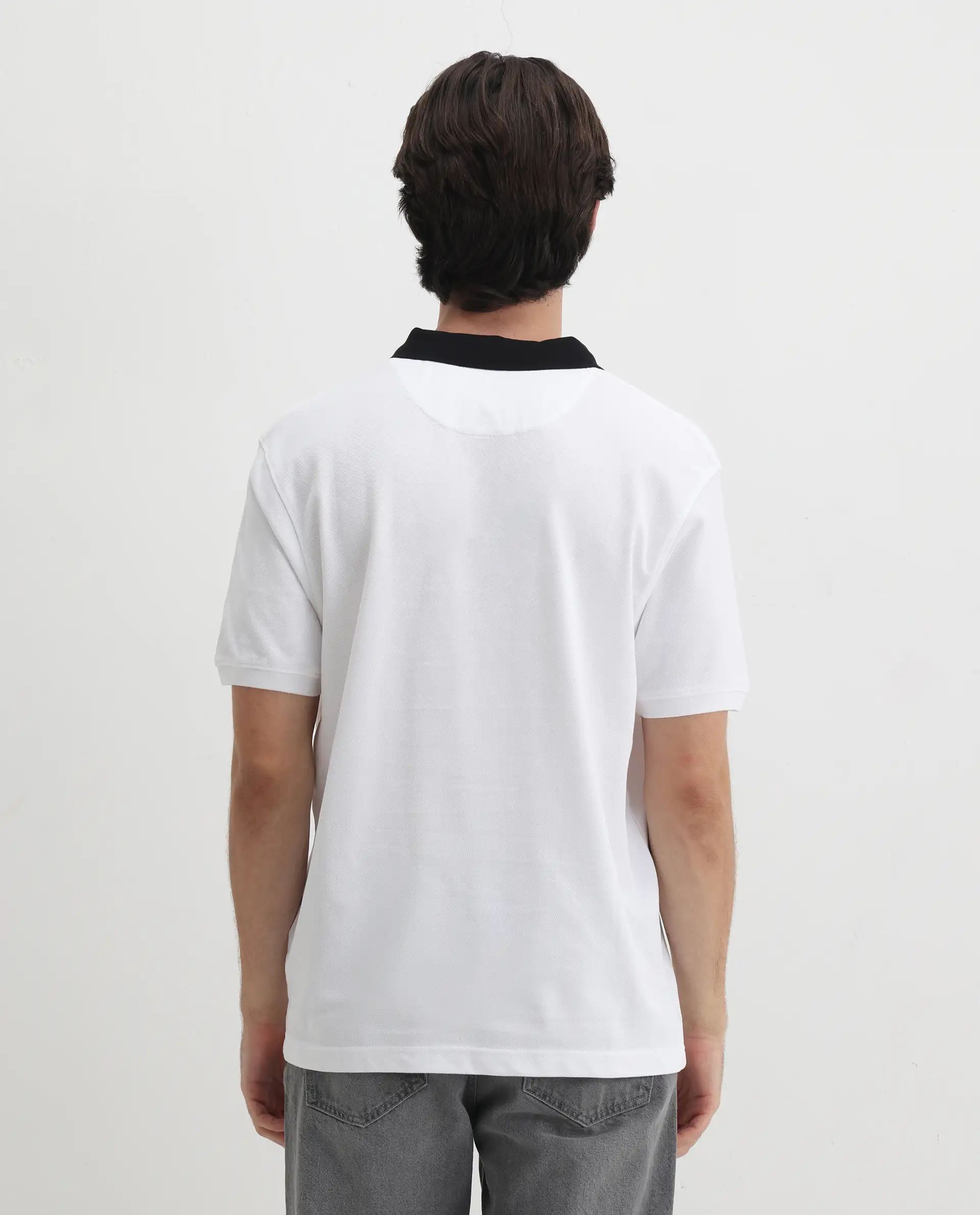 Rare Rabbit Men's Eldon White Cotton Plain Regular Fit Half Sleeve Polo - Image 7