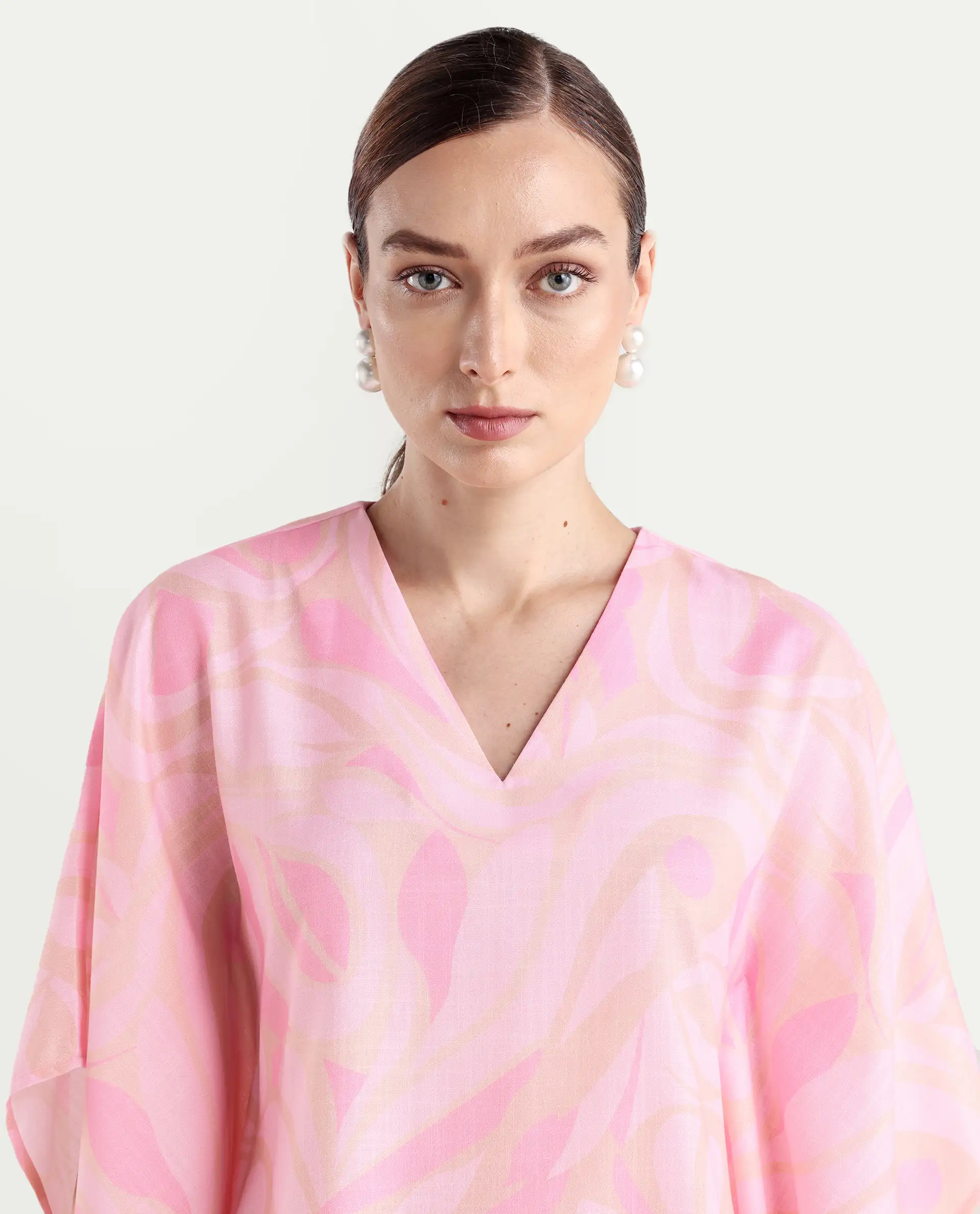 Rareism Women's Eleto Light Pink Polyester V-Neck Regular Fit Top - Image 5