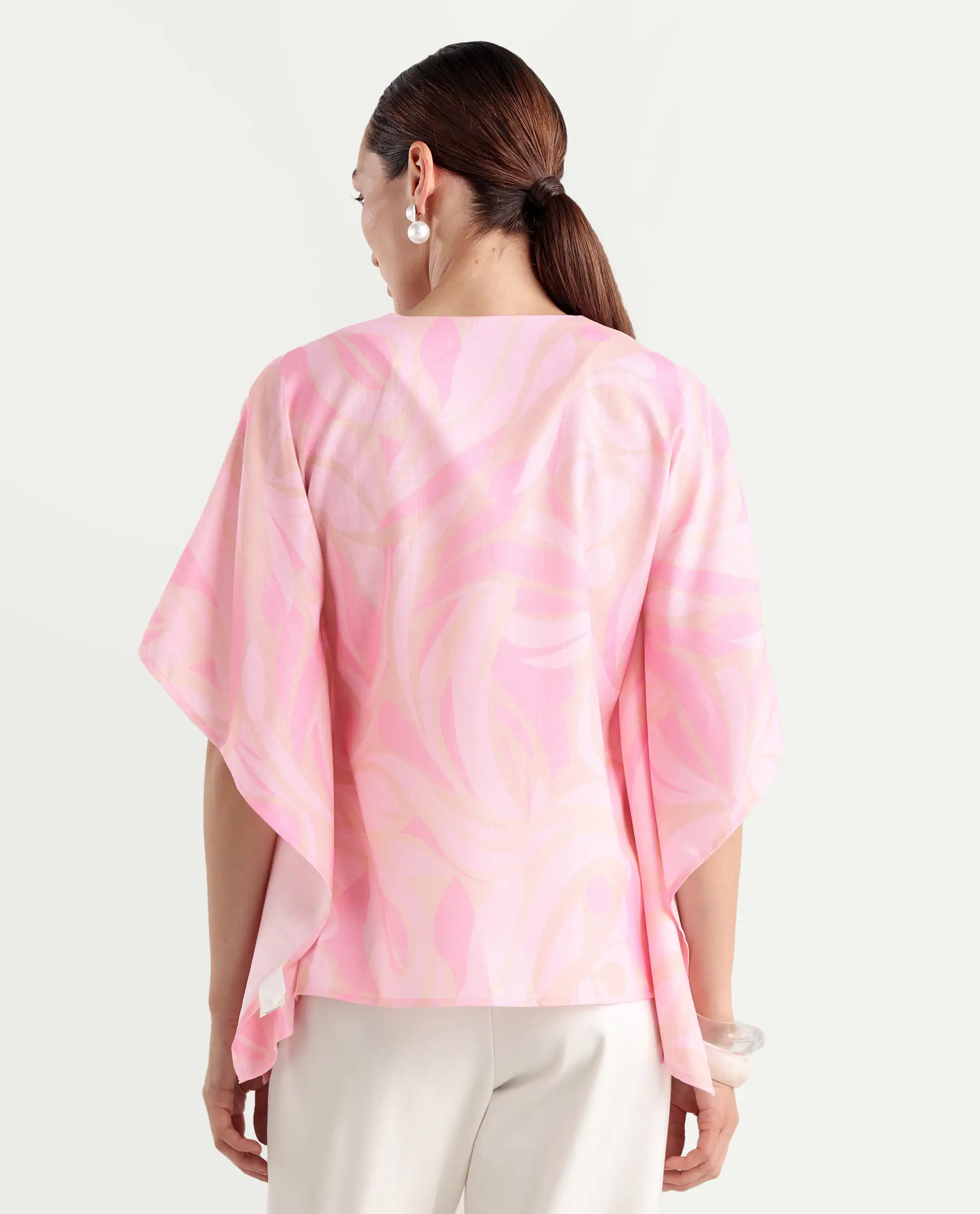 Rareism Women's Eleto Light Pink Polyester V-Neck Regular Fit Top - Image 8