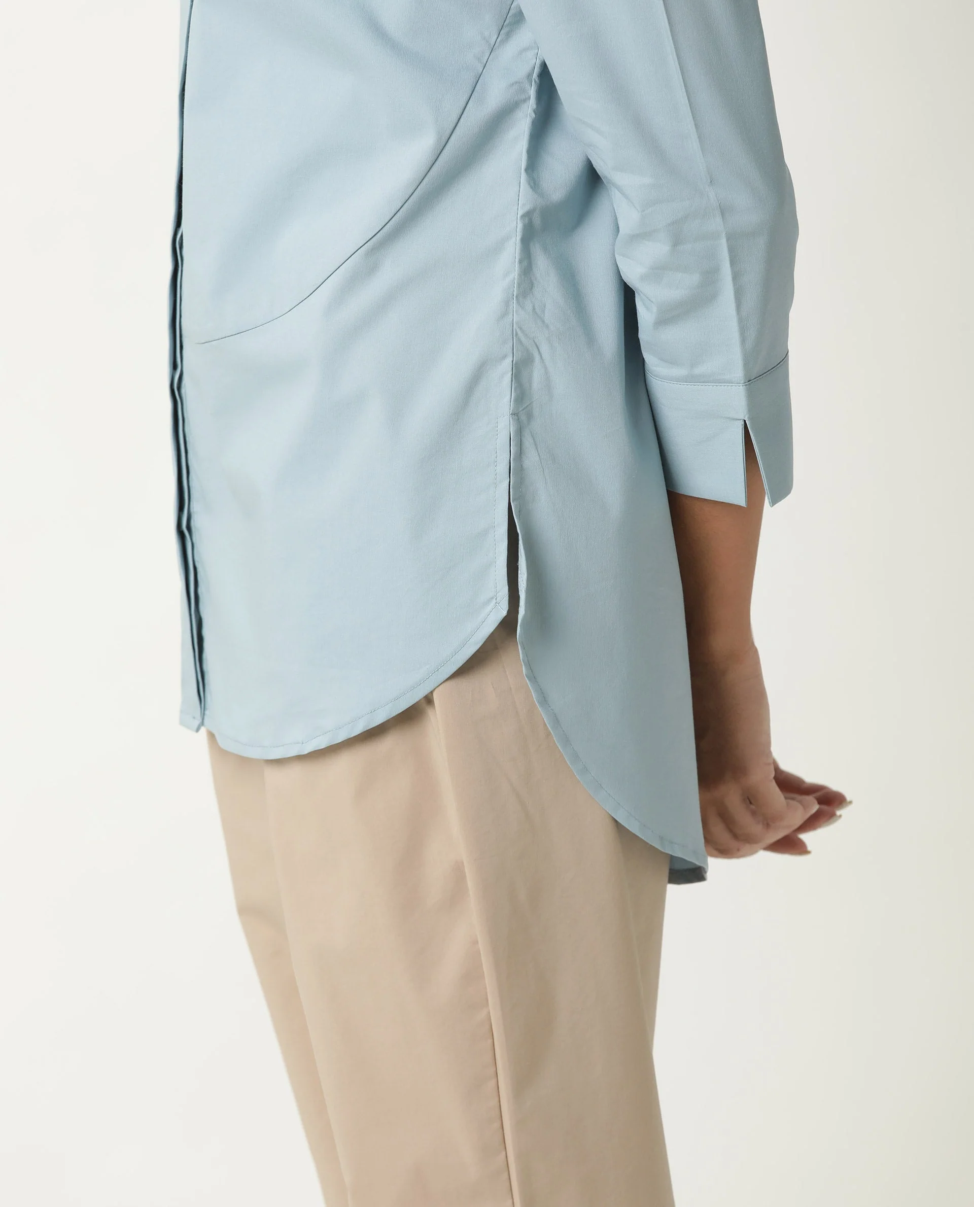 Rareism Womens Eleven Blue Top Polyester Fabric Regular Fit 3/4 Sleeve Collared Neck - Image 6