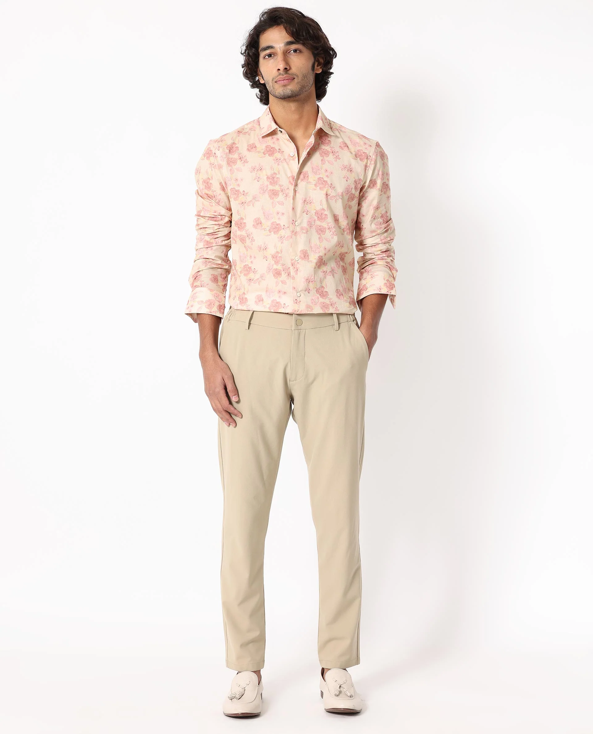 Rare Rabbit Men's Eliaa- Pink Cotton Floral Print Regular Fit Full Sleeve Collared Shirt - Image 2