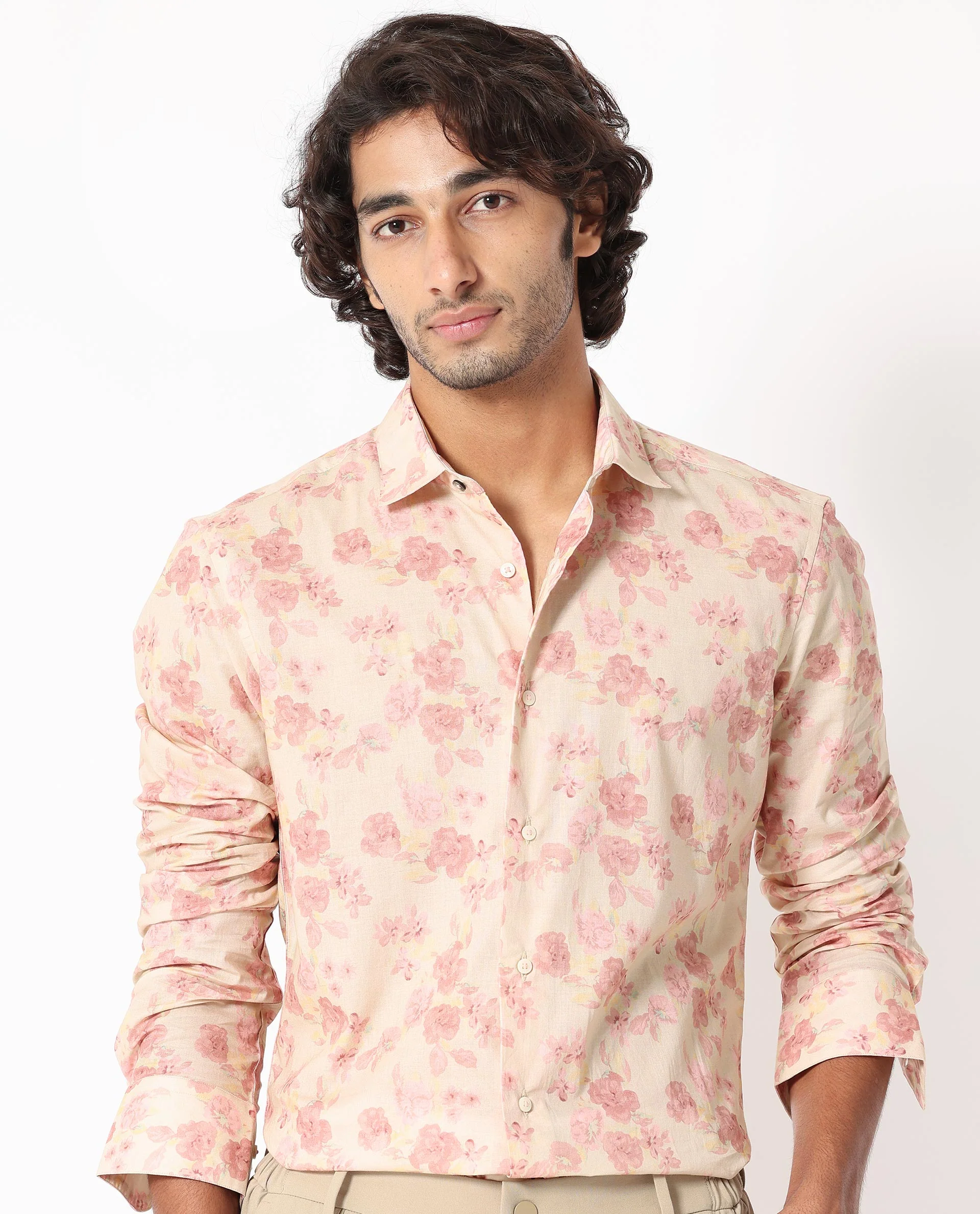 Rare Rabbit Men's Eliaa- Pink Cotton Floral Print Regular Fit Full Sleeve Collared Shirt - Image 6