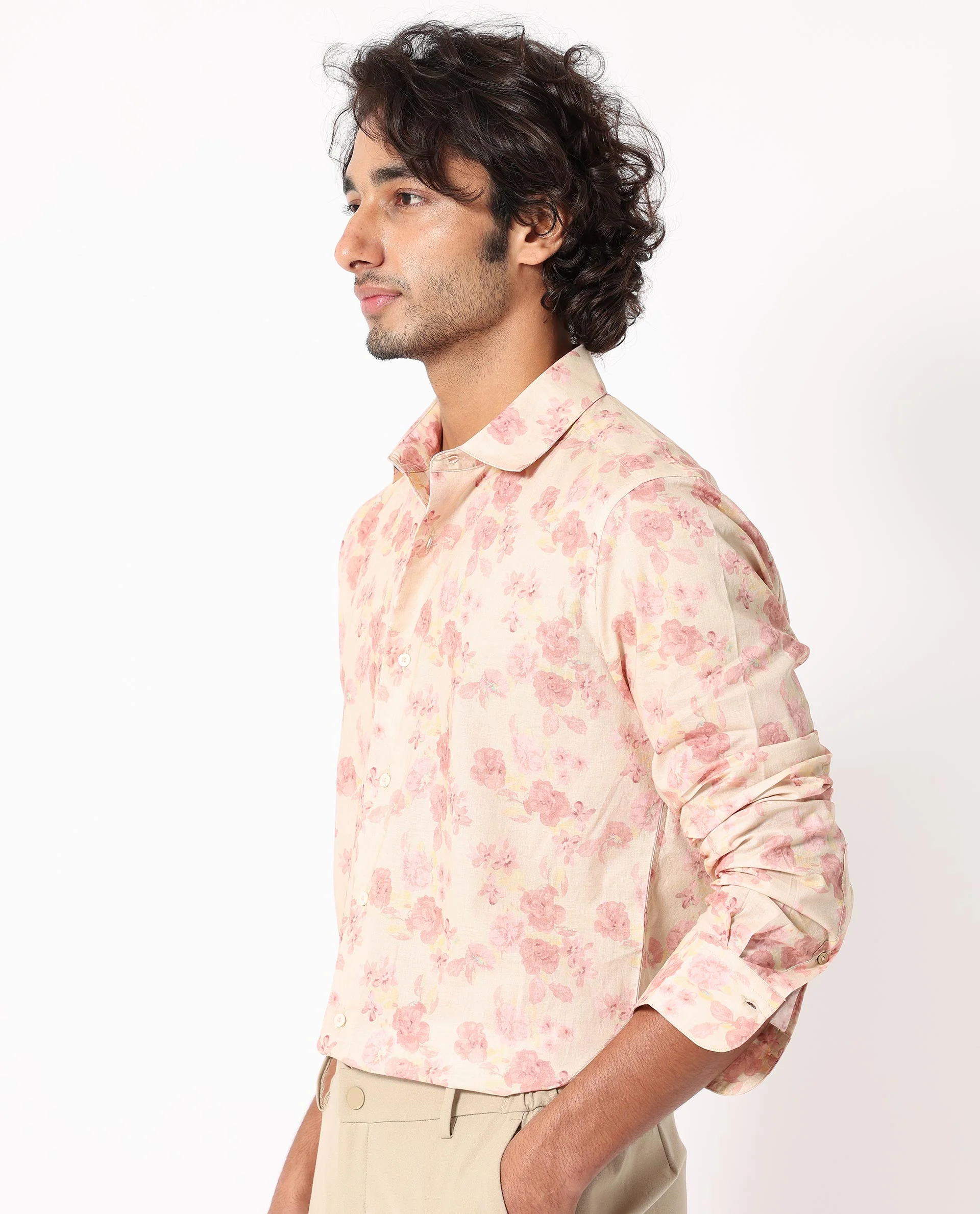 Rare Rabbit Men's Eliaa- Pink Cotton Floral Print Regular Fit Full Sleeve Collared Shirt - Image 7