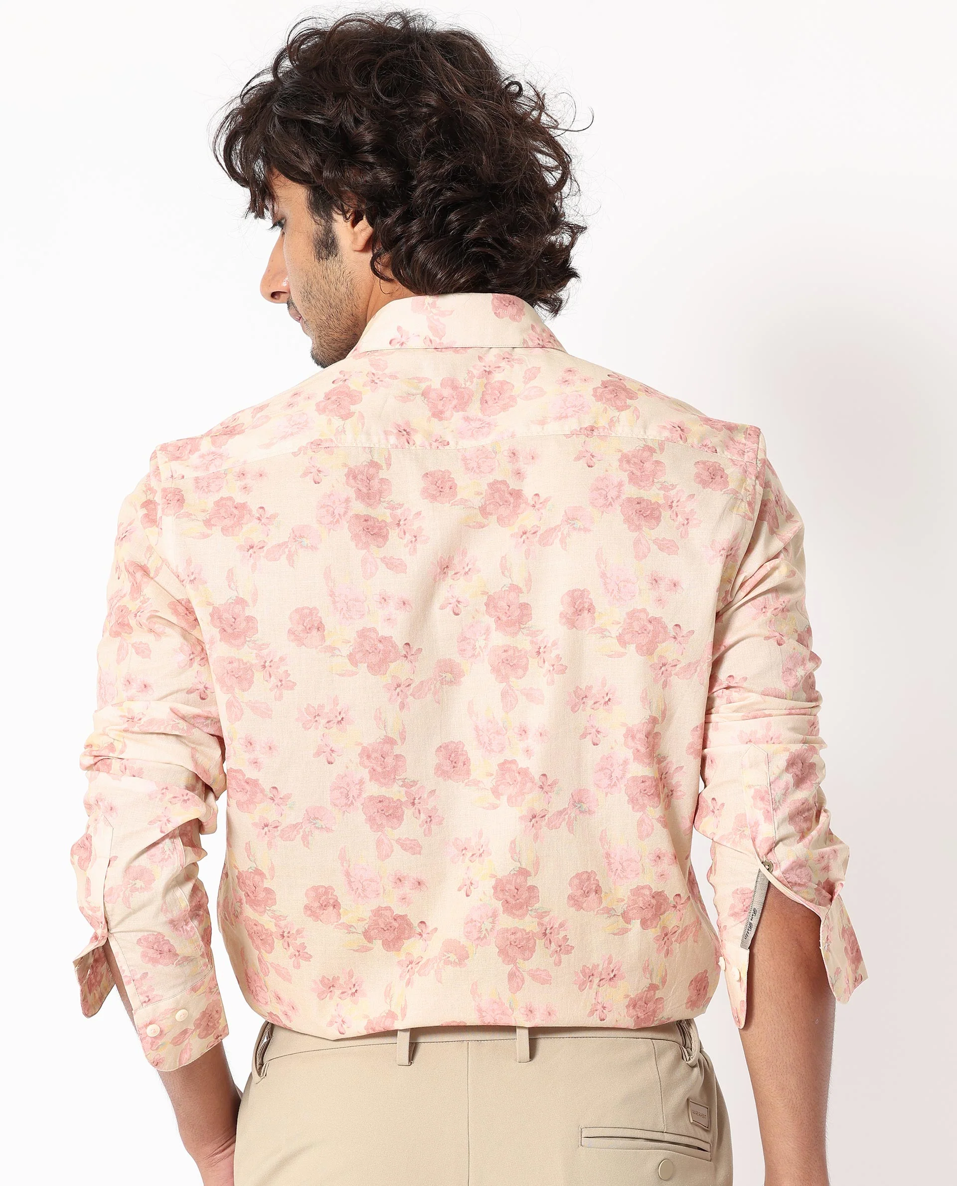 Rare Rabbit Men's Eliaa- Pink Cotton Floral Print Regular Fit Full Sleeve Collared Shirt - Image 8