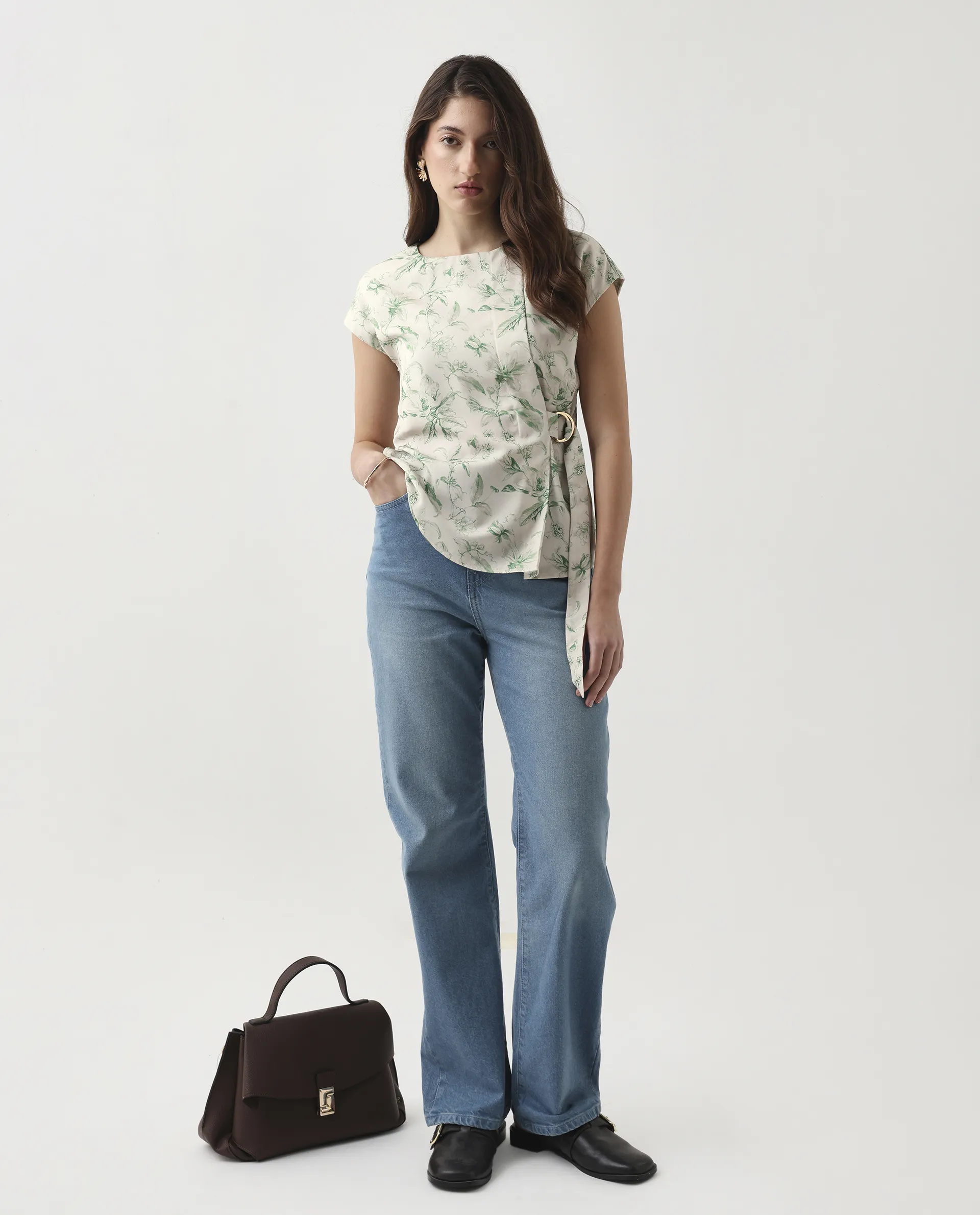 Rareism Women's Eligh Light Green Polyester Extended Sleeves Round Neck Regular Fit Top - Image 7