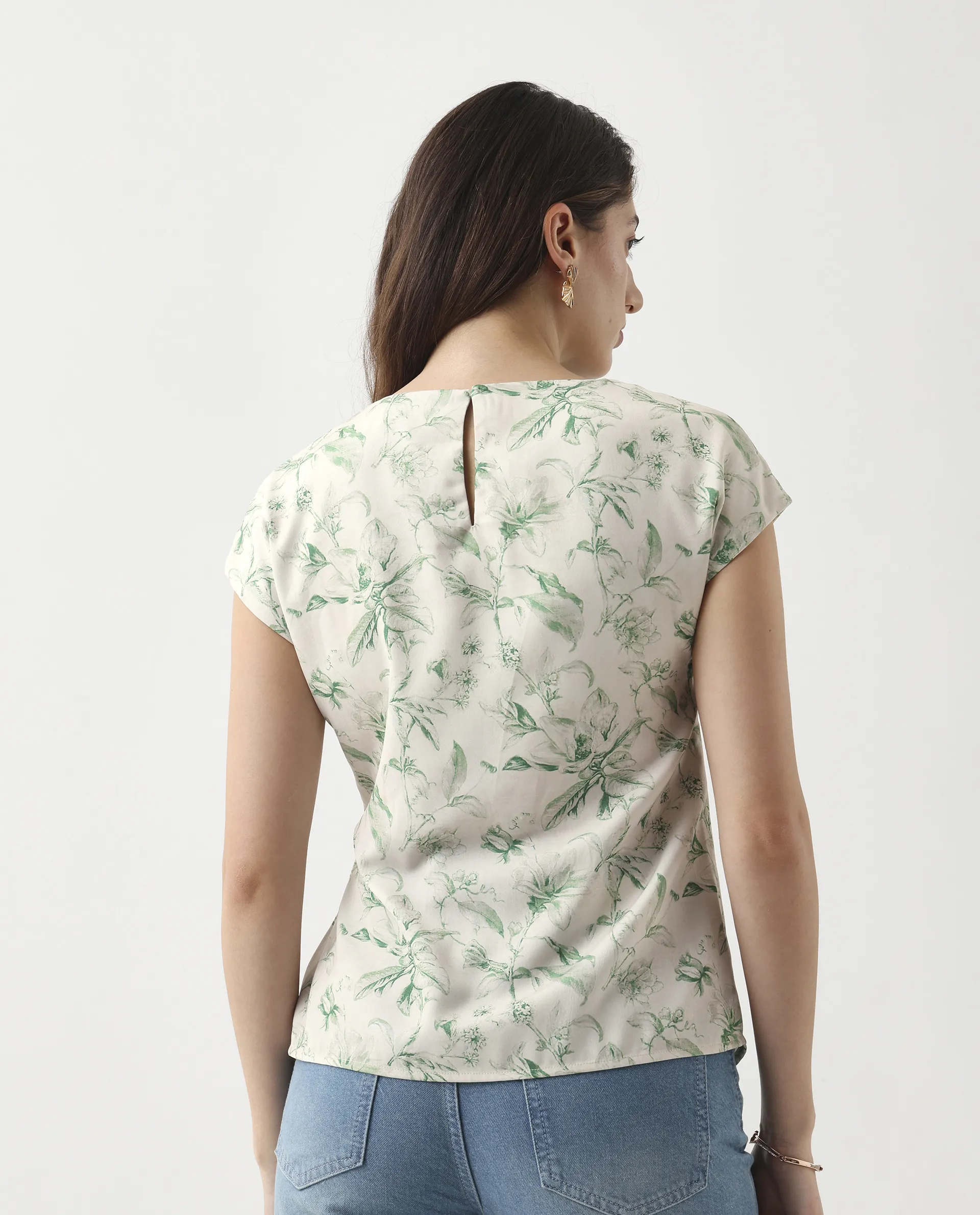 Rareism Women's Eligh Light Green Polyester Extended Sleeves Round Neck Regular Fit Top - Image 8