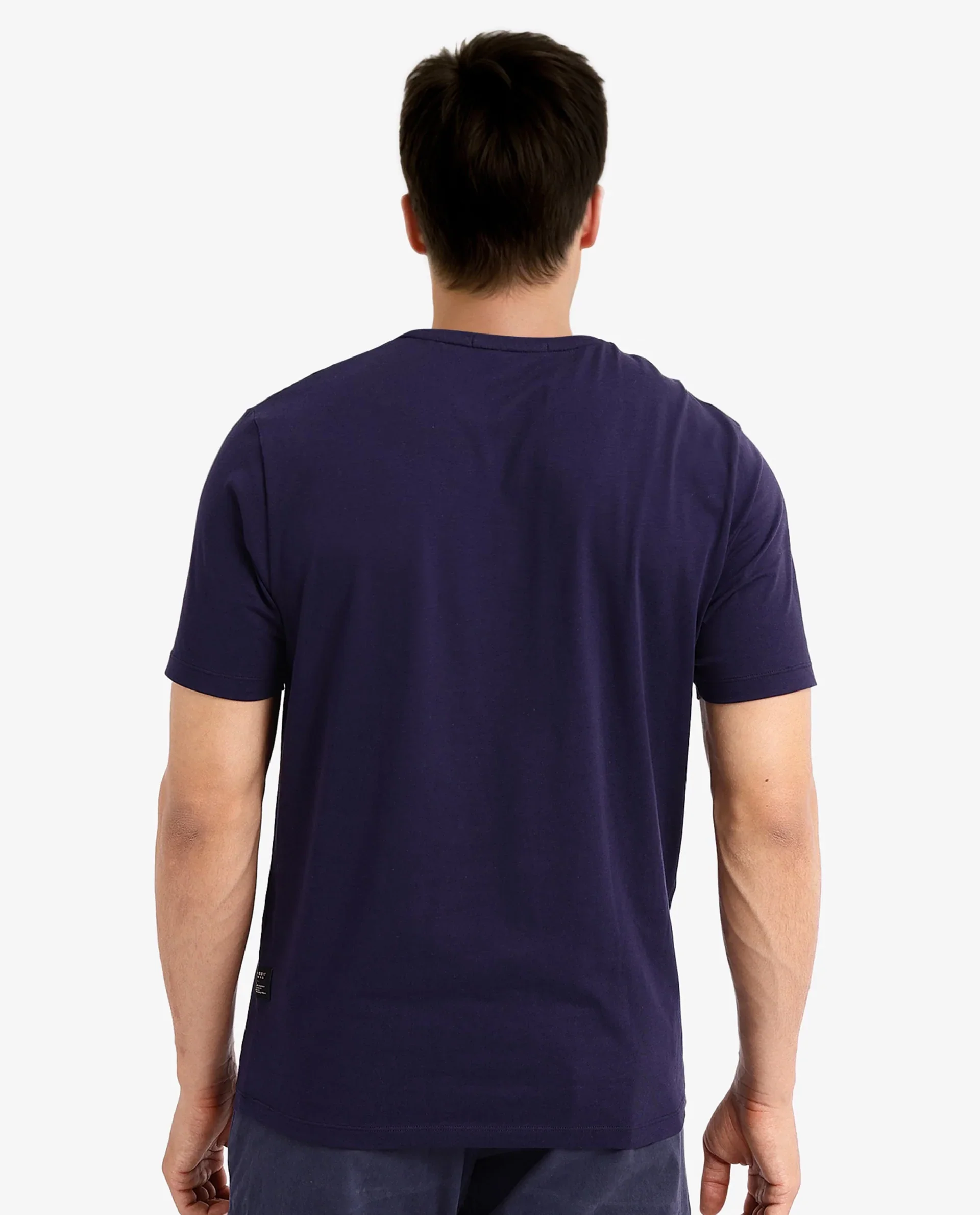 Rare Rabbit Men's Elih Navy Cotton Blend Graphic Print Regular Fit Half Sleeve Crew Neck T-Shirt - Image 4