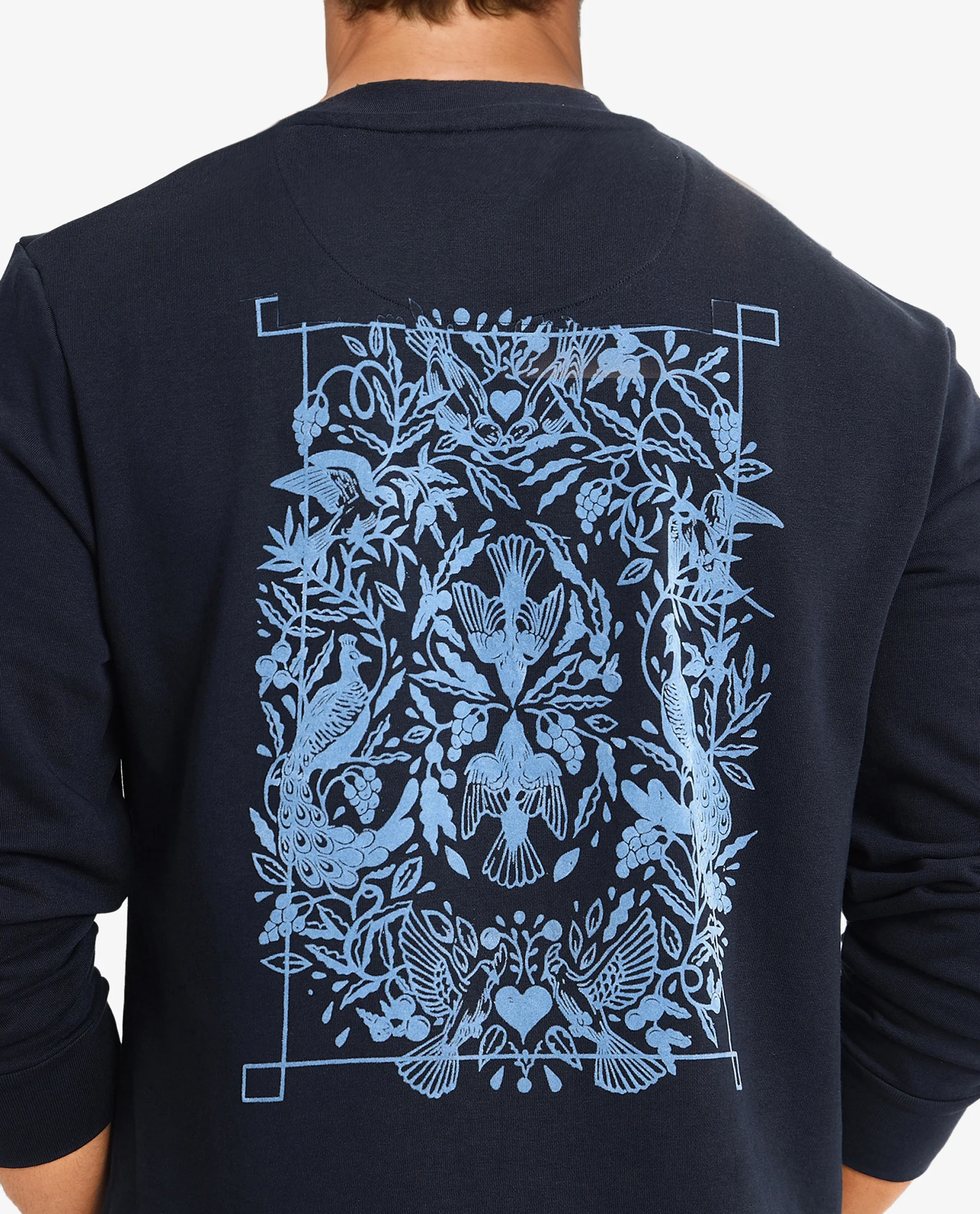 Rare Rabbit Men's Eliyo Navy Cotton Graphic Print Regular Fit Full Sleeve Crew Neck Sweatshirt - Image 7