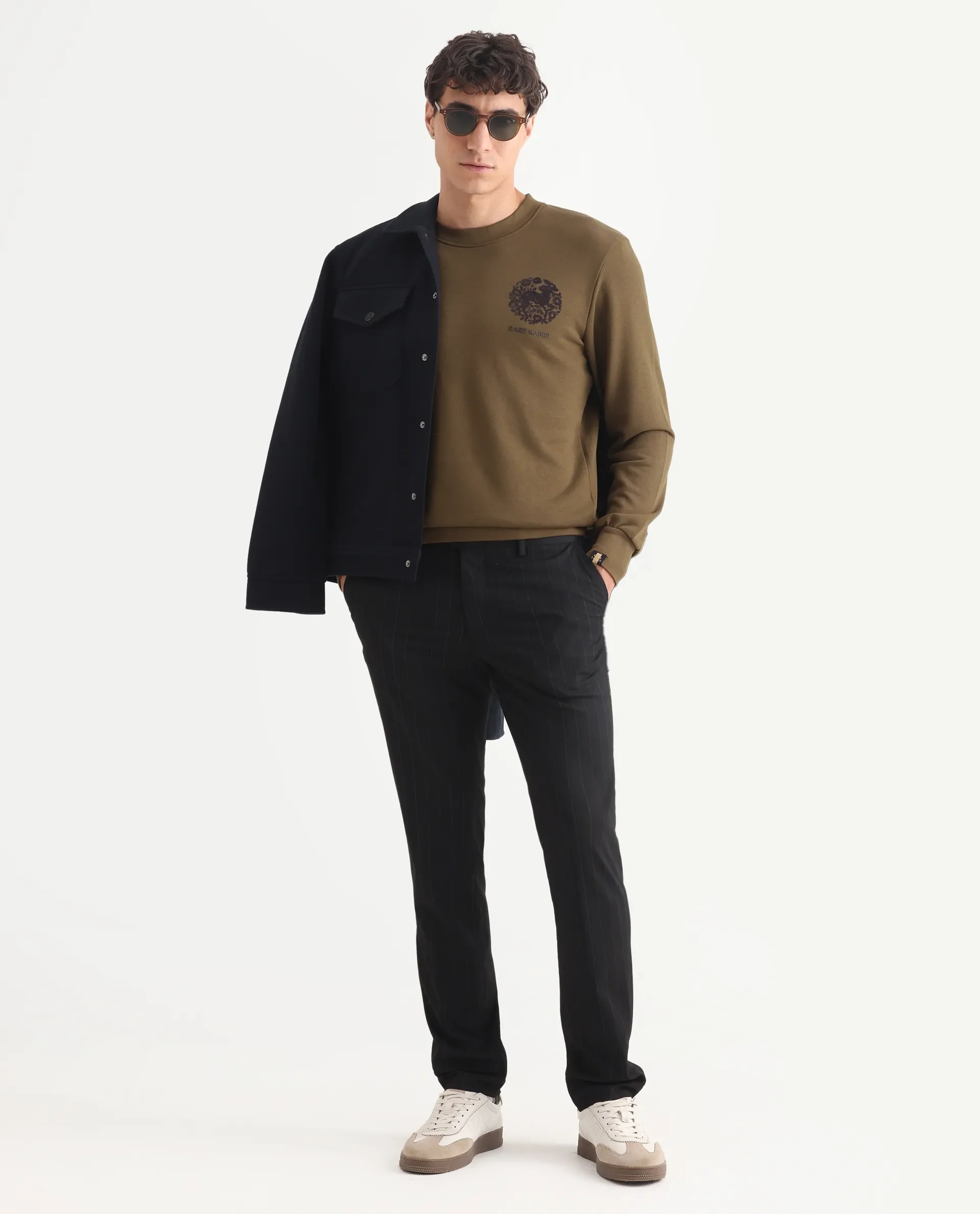 Rare Rabbit Men's Eliyo Rust Cotton Graphic Print Regular Fit Full Sleeve Crew Neck Sweatshirt - Image 2