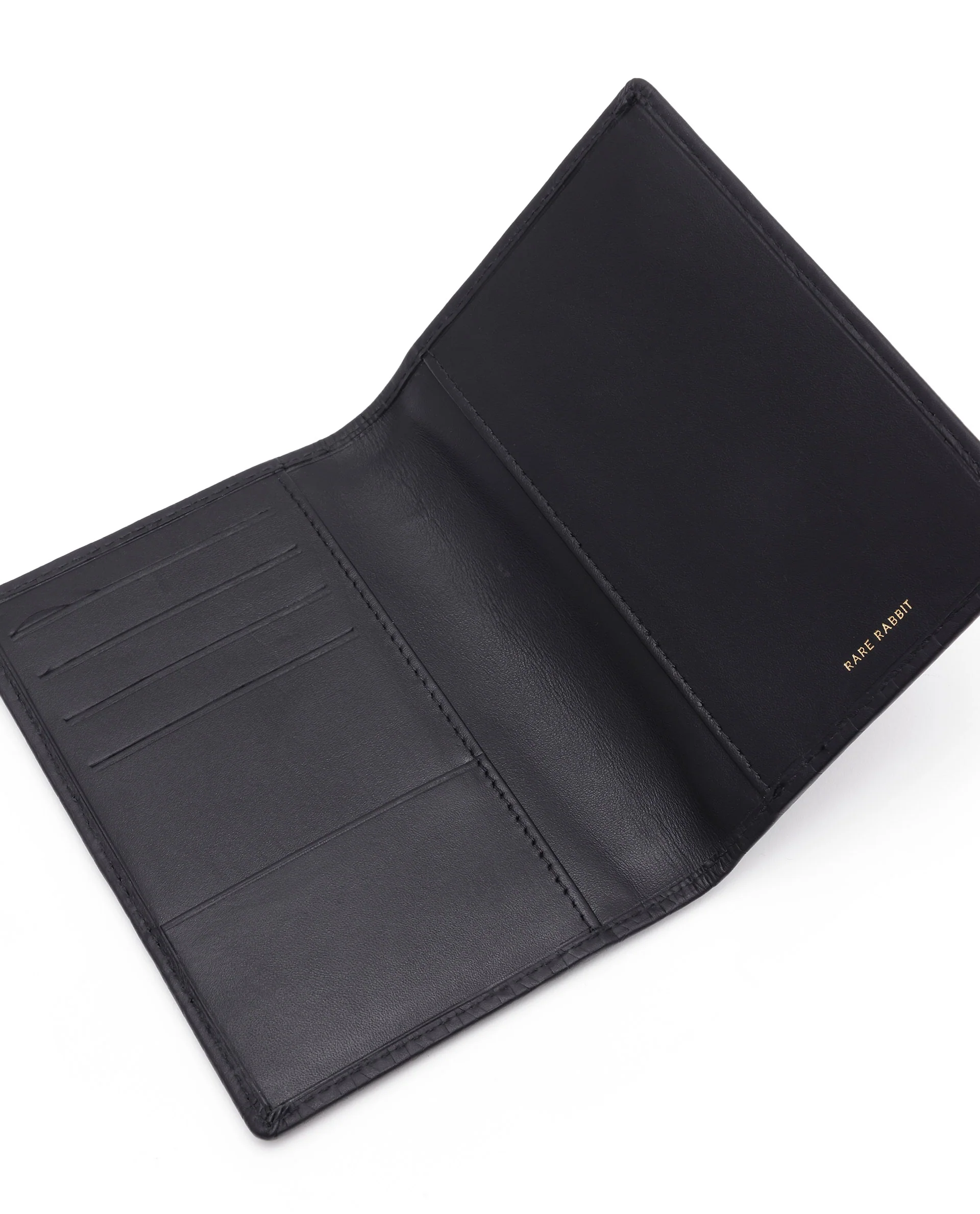 Rare Rabbit Men's Ellen Black Bi Fold Rfid Embossed Monogram Passport Holder - Image 3