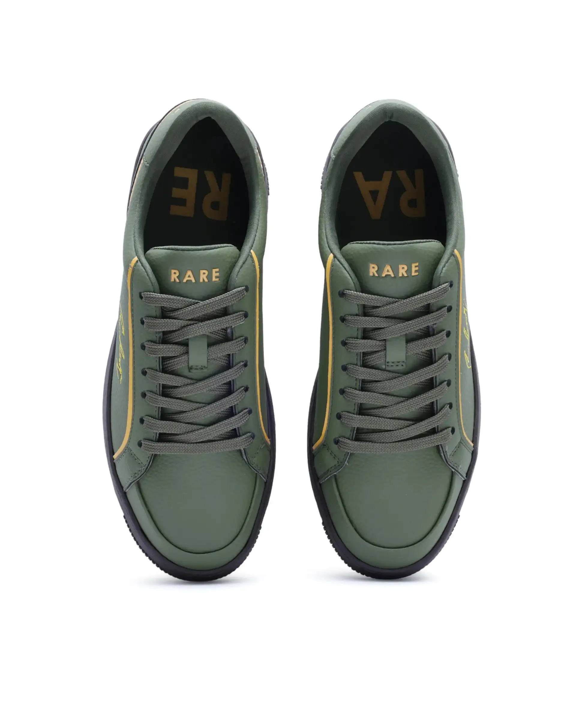 Rare Rabbit Men's Elleo Olive Micro Leather Sneaker - Image 2