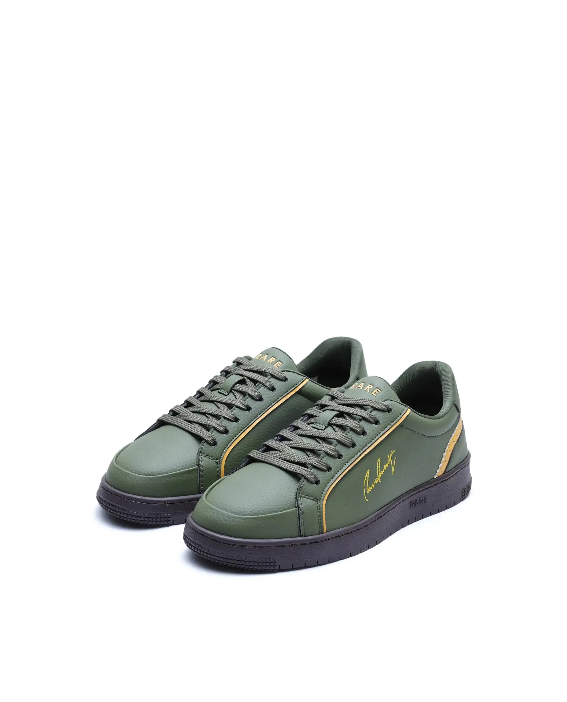 Rare Rabbit Men's Elleo Olive Micro Leather Sneaker - Image 3