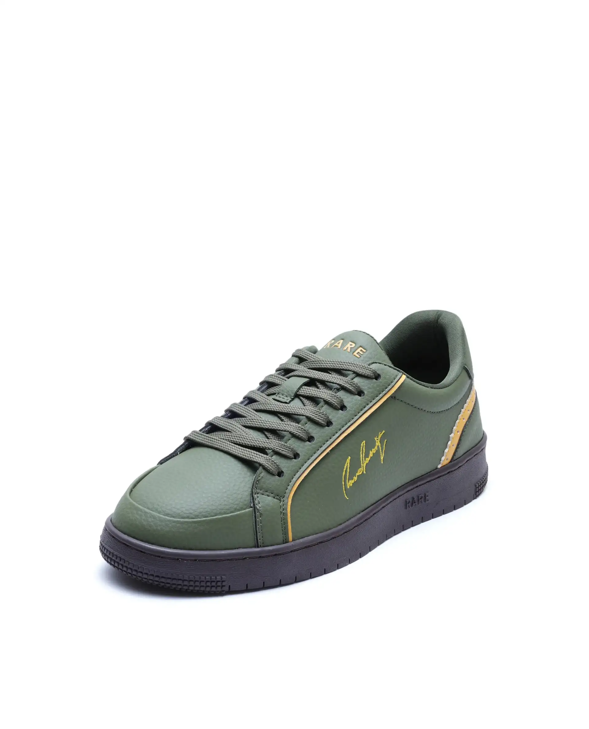Rare Rabbit Men's Elleo Olive Micro Leather Sneaker - Image 4