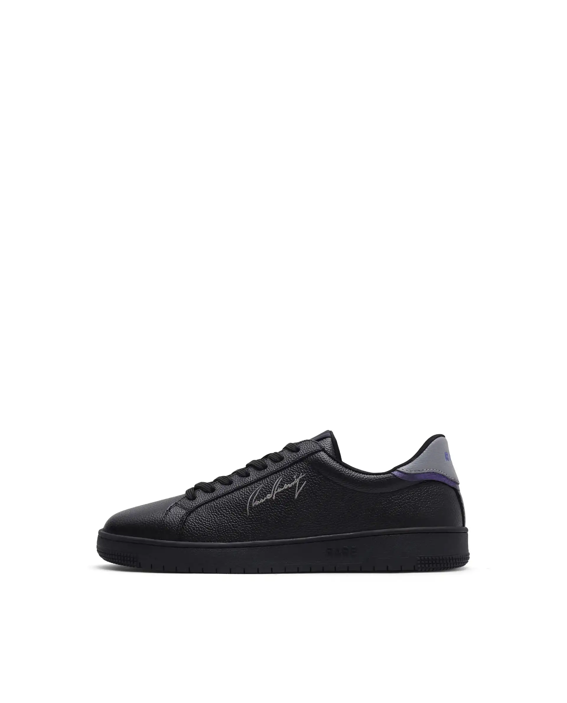 Rare Rabbit Men Elliot Black Genuine Leather Embroidered Signature Low-Top Lace-Up Closure Sneaker - Image 10