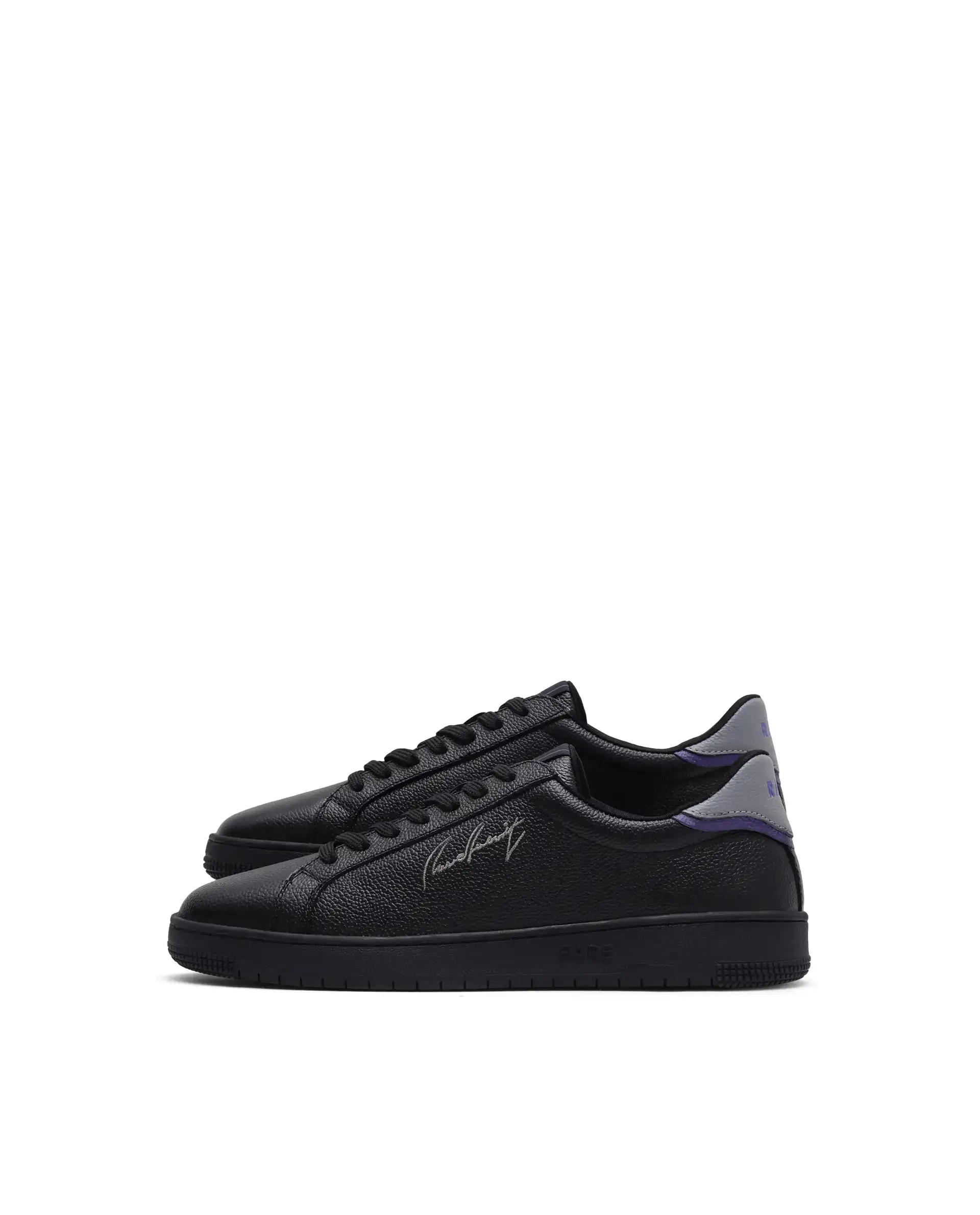 Rare Rabbit Men Elliot Black Genuine Leather Embroidered Signature Low-Top Lace-Up Closure Sneaker - Image 6
