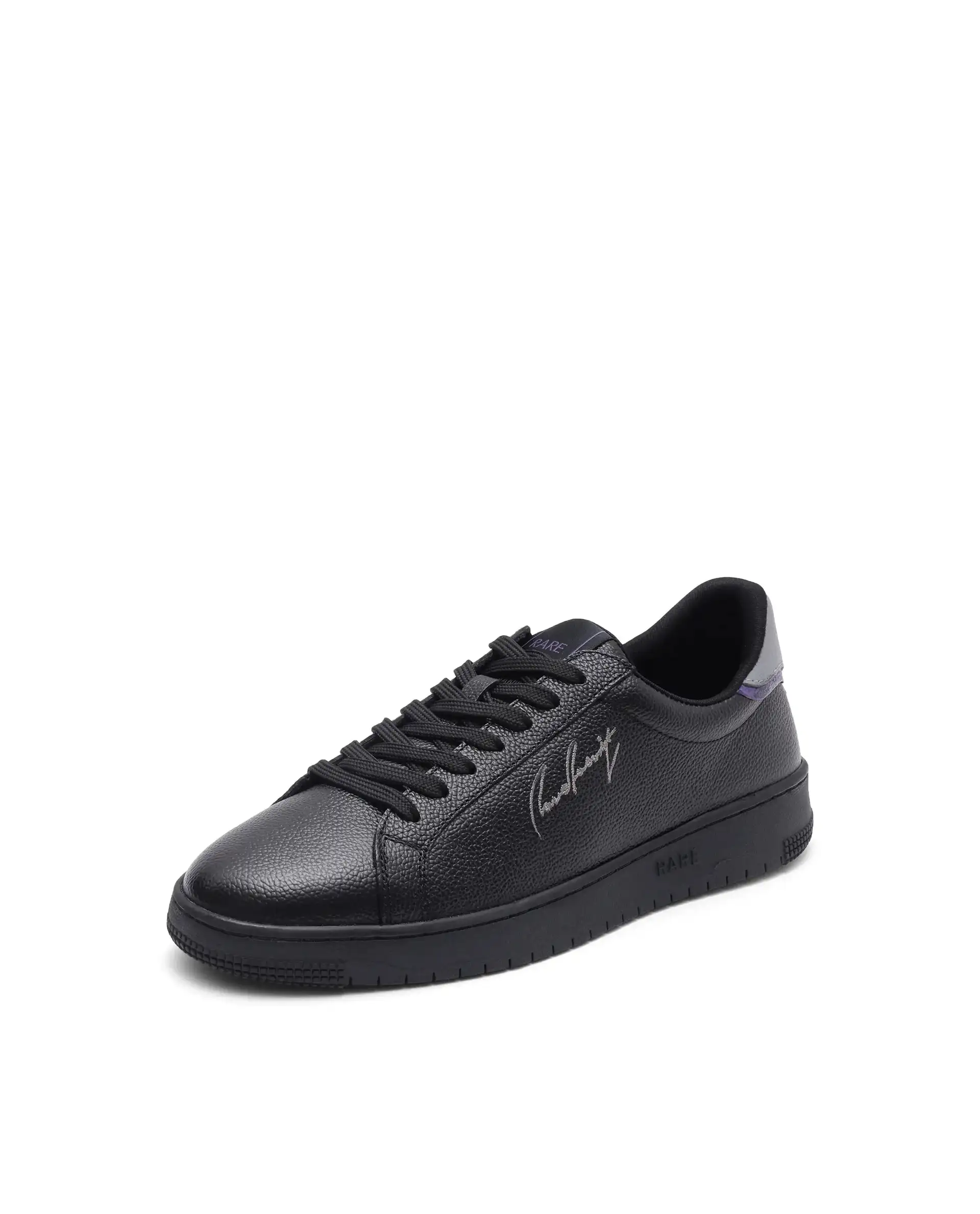 Rare Rabbit Men Elliot Black Genuine Leather Embroidered Signature Low-Top Lace-Up Closure Sneaker - Image 8