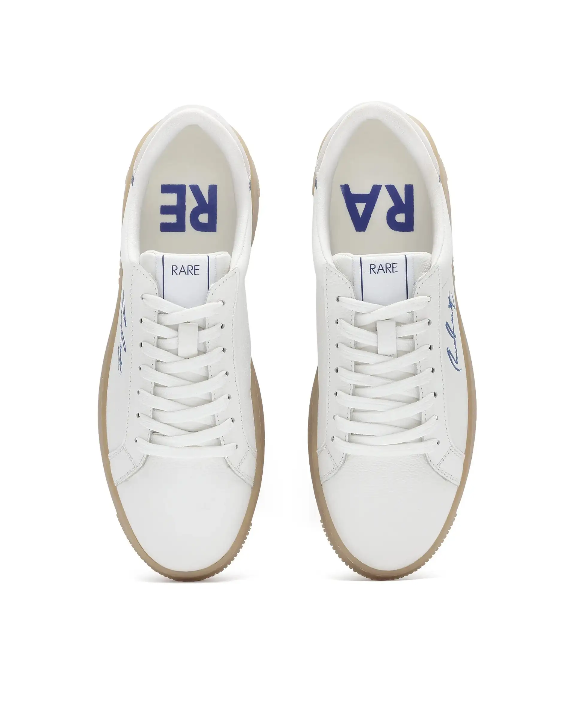 Rare Rabbit Men Elliot White Genuine Leather Embroidered Signature Low-Top Lace-Up Closure Sneaker - Image 5