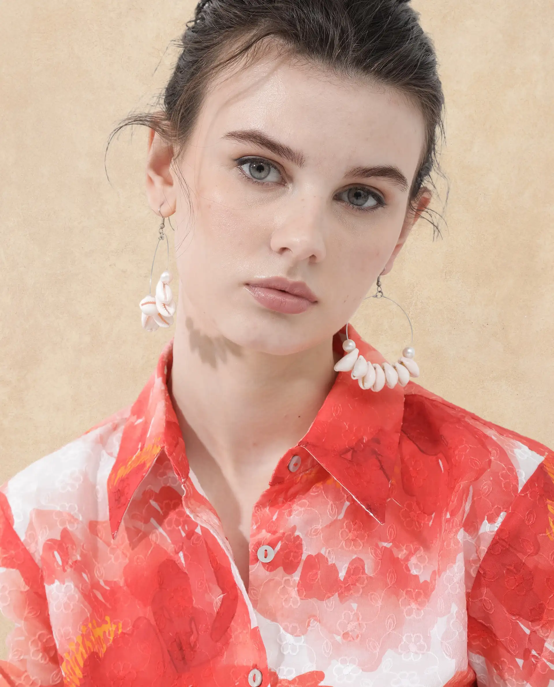 Rareism Women's Elmaso Pink Drop Collar Floral Print Bell Sleeve Regular Fit Top - Image 4