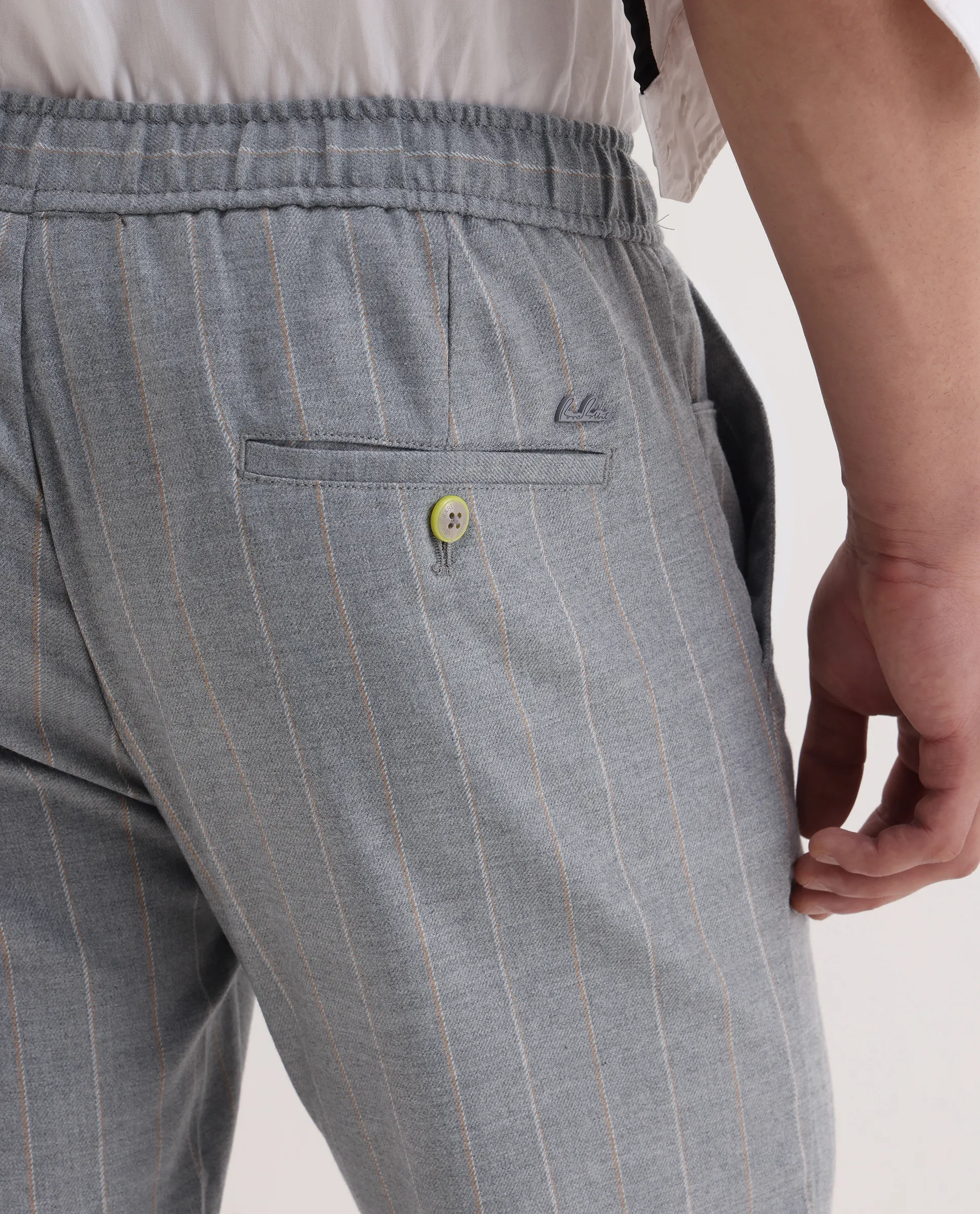 Rare Rabbit Men's Elms Grey Cotton Striped Print Regular Fit Trouser - Image 5