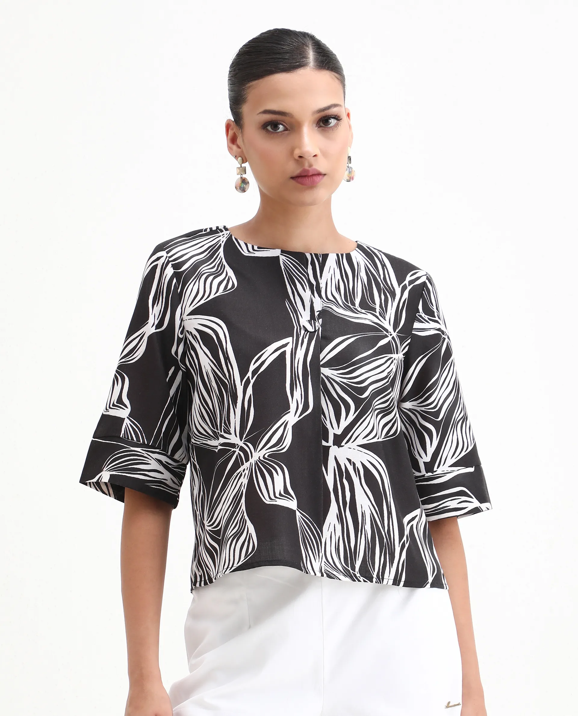 Rareism Women's Eloff-T Black Polyester Crew Neck Regular Fit Top - Image 5