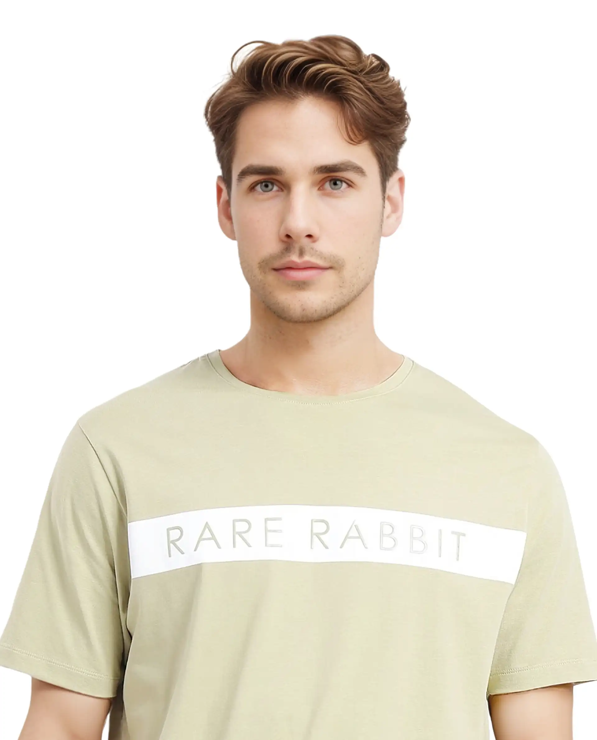 Rare Rabbit Men's Eloise-1 Light Green Cotton Graphic Print Regular Fit Half Sleeve Crew Neck T-Shirt - Image 2