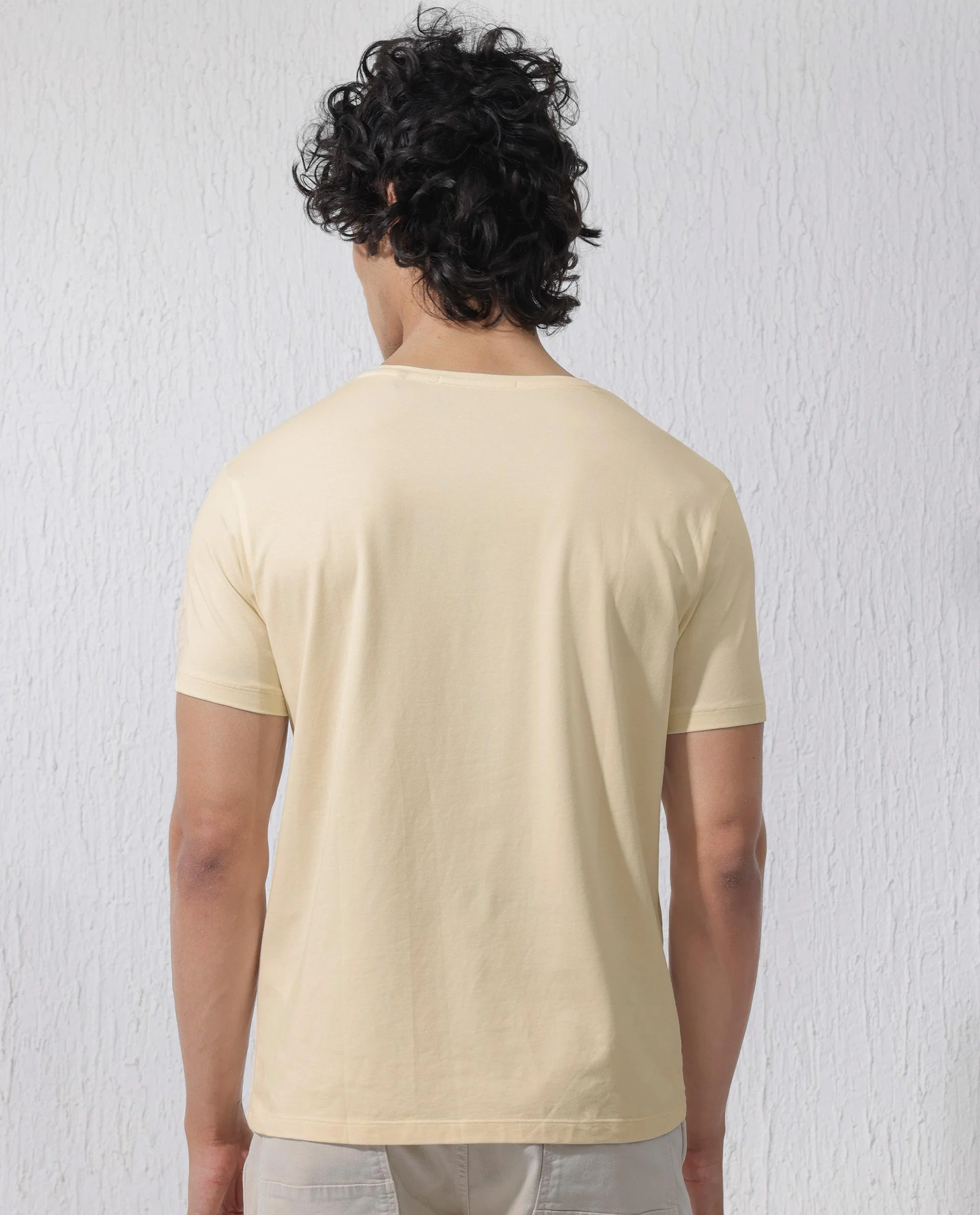 Rare Rabbit Men's Eloise Light Yellow Cotton Blend Graphic Print Regular Fit Half Sleeve Crew Neck T-Shirt - Image 10