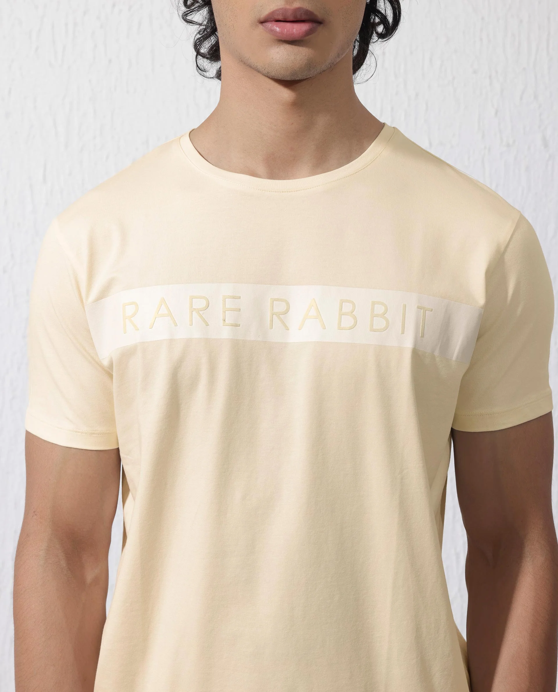 Rare Rabbit Men's Eloise Light Yellow Cotton Blend Graphic Print Regular Fit Half Sleeve Crew Neck T-Shirt - Image 5