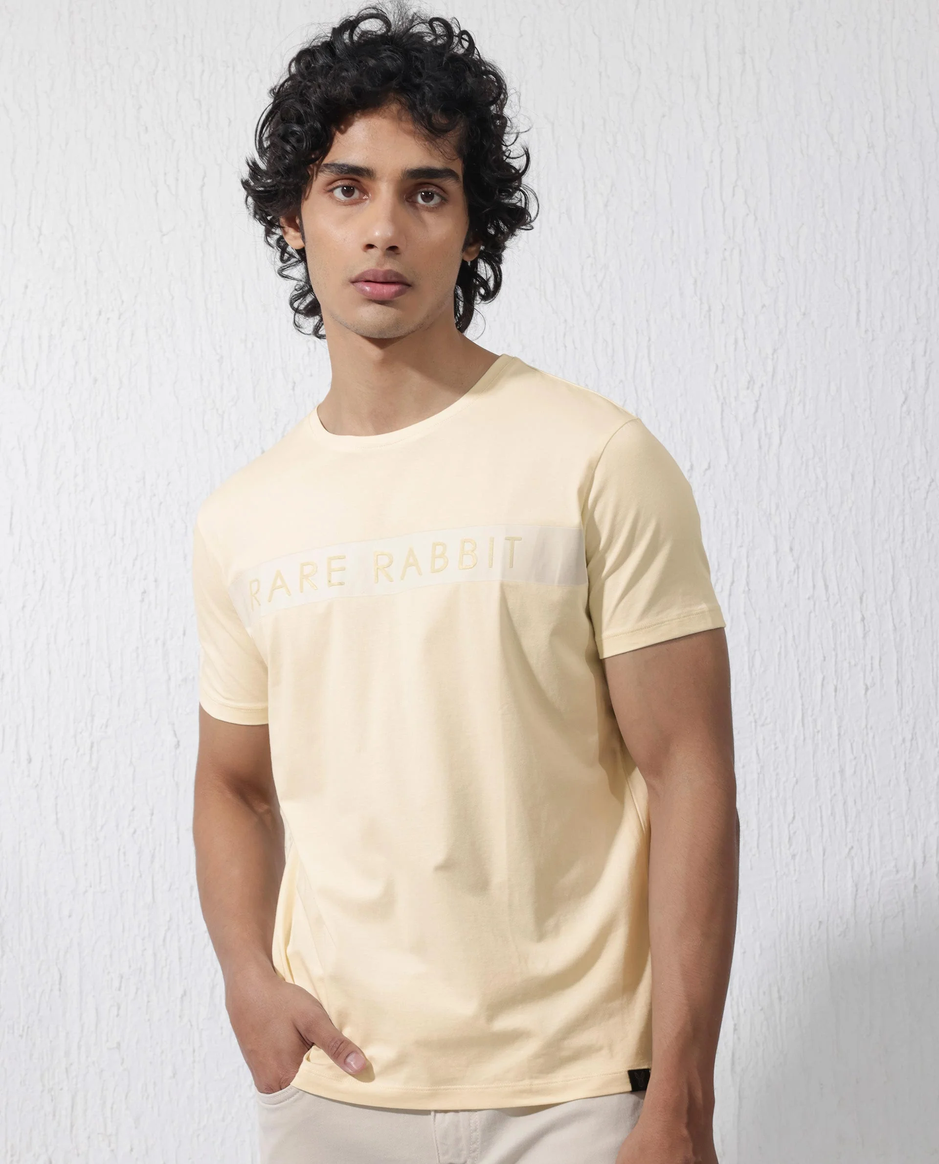 Rare Rabbit Men's Eloise Light Yellow Cotton Blend Graphic Print Regular Fit Half Sleeve Crew Neck T-Shirt - Image 7