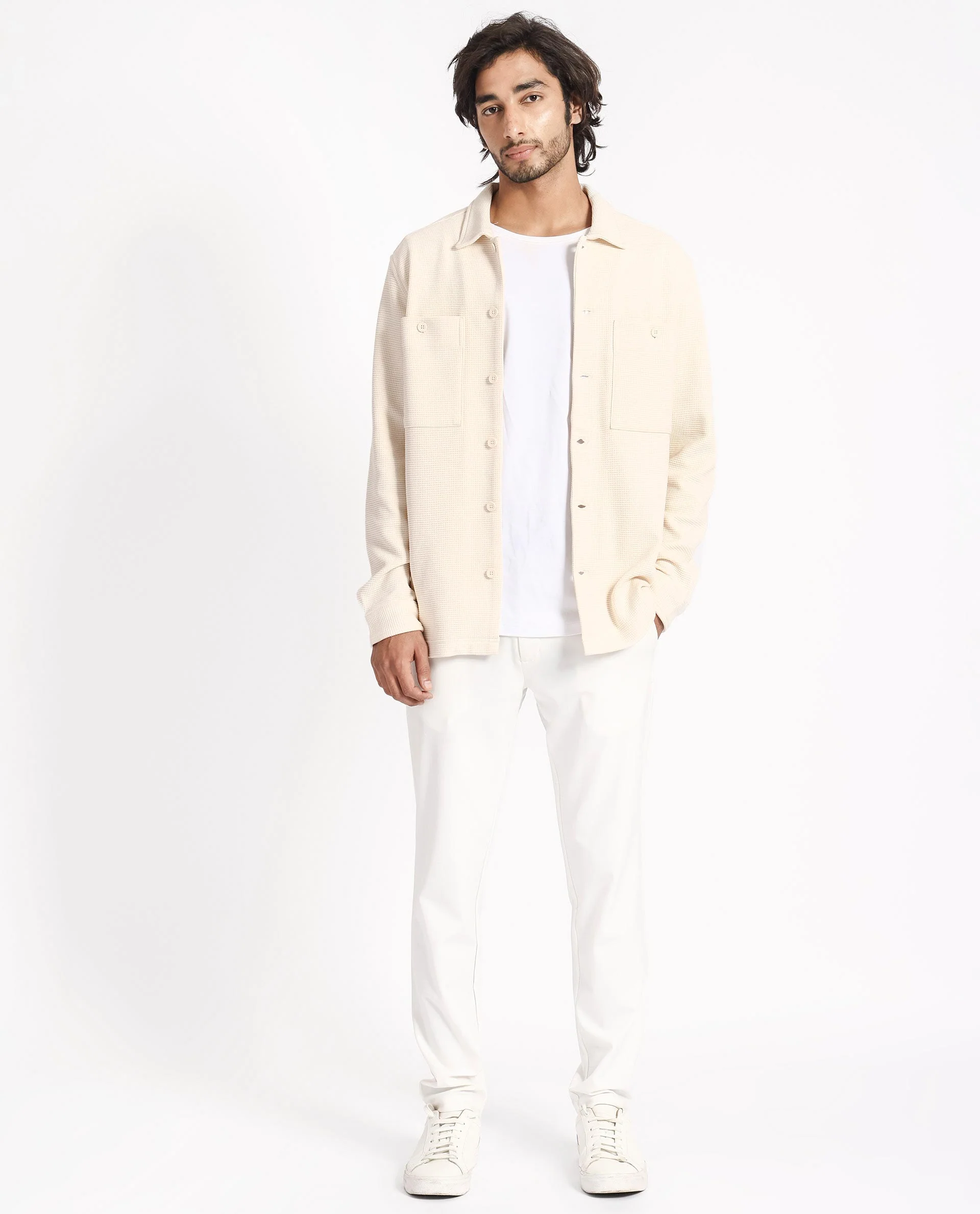 Rare Rabbit Men's Elric Light Beige Cotton Textured Regular Fit Full Sleeve Spread Collar Jacket - Image 3