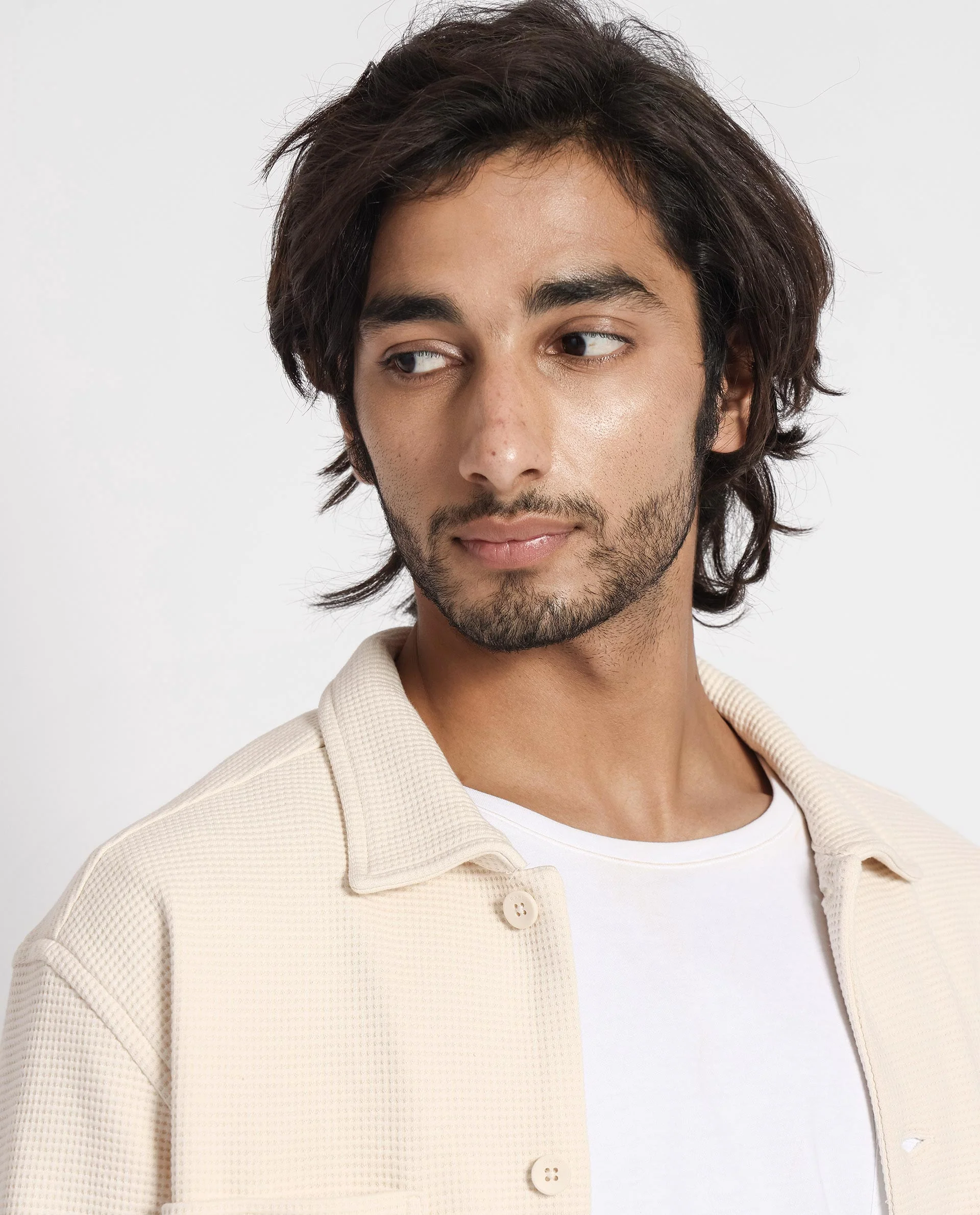 Rare Rabbit Men's Elric Light Beige Cotton Textured Regular Fit Full Sleeve Spread Collar Jacket - Image 5