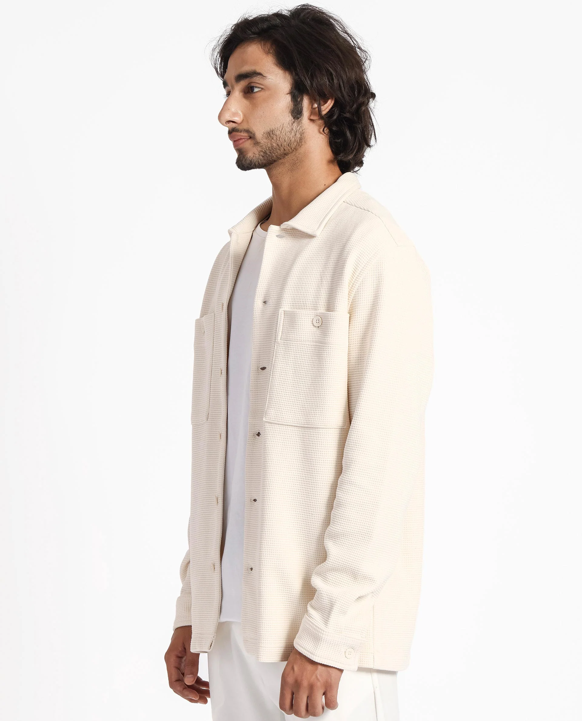 Rare Rabbit Men's Elric Light Beige Cotton Textured Regular Fit Full Sleeve Spread Collar Jacket - Image 6