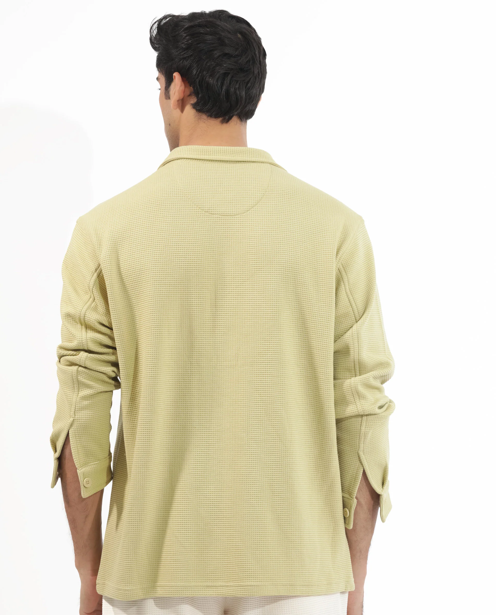 Rare Rabbit Men's Elric Pastel Green Cotton Textured Regular Fit Full Sleeve Spread Collar Jacket - Image 10